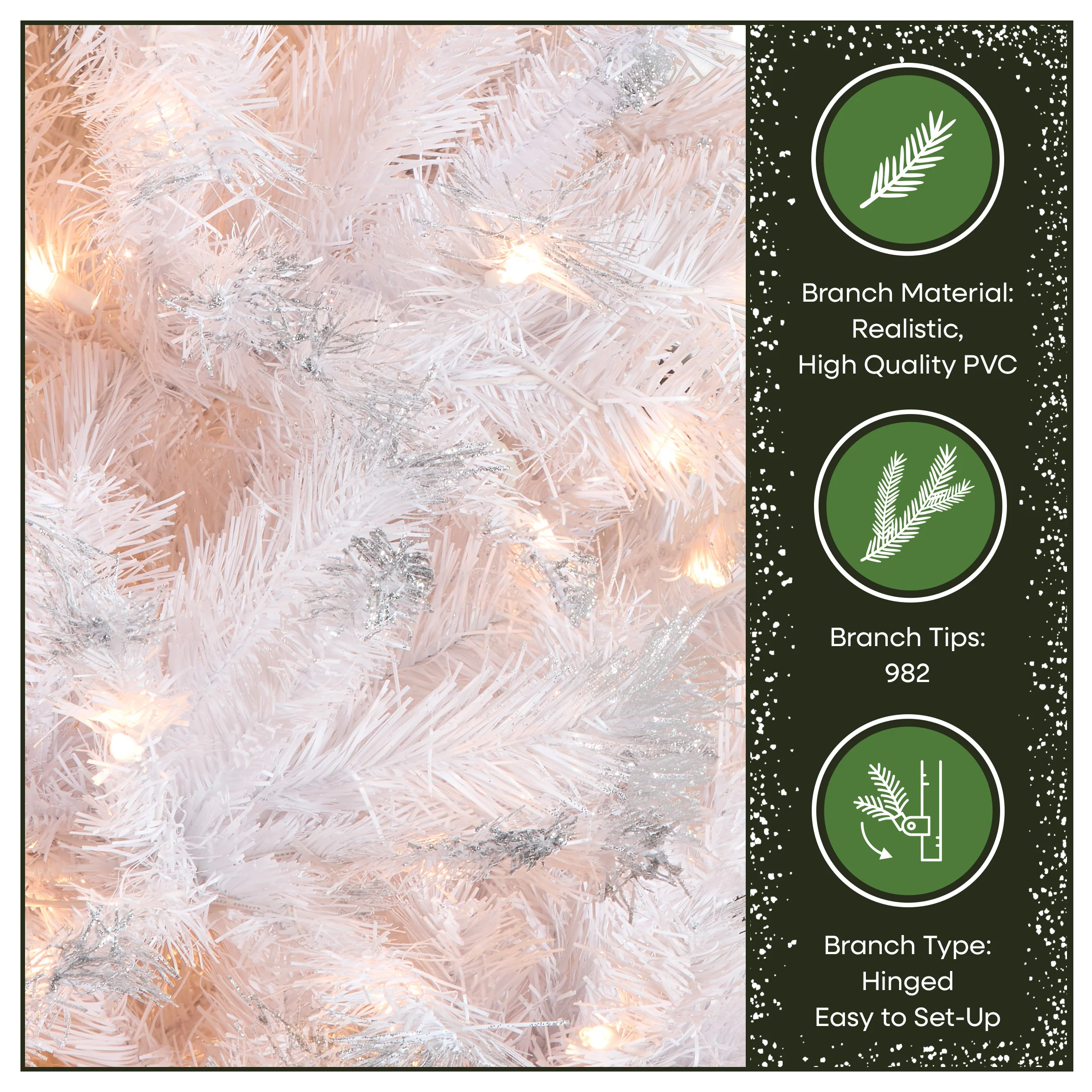 7 ft. Pre-Lit Winchester Pine White Tree with Clear Lights, Plug-In - Image 7