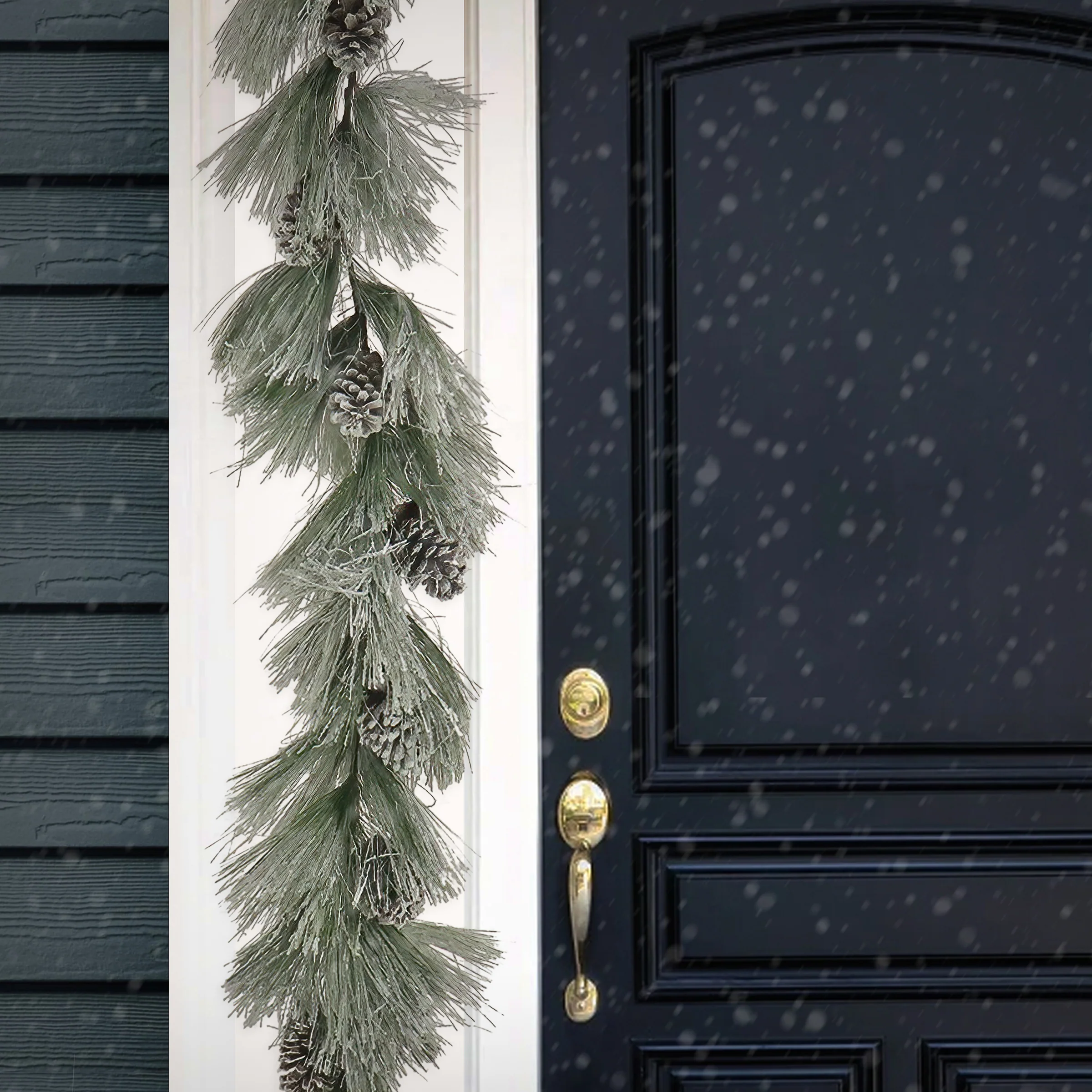 7 ft. Snowy Long Needle Plastic Garland - Image 2