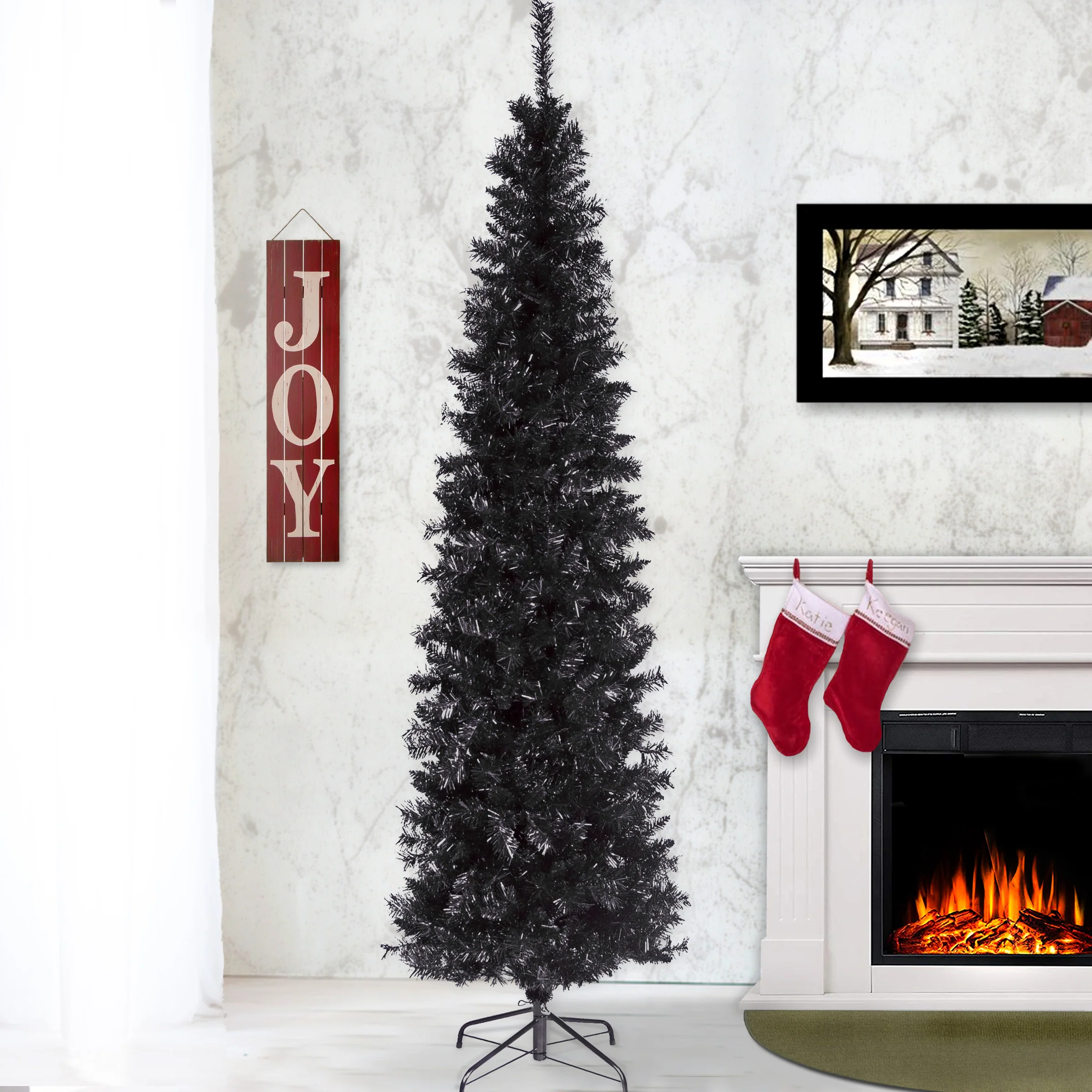 7 ft. Tinsel Collection Black Tree - Image 2