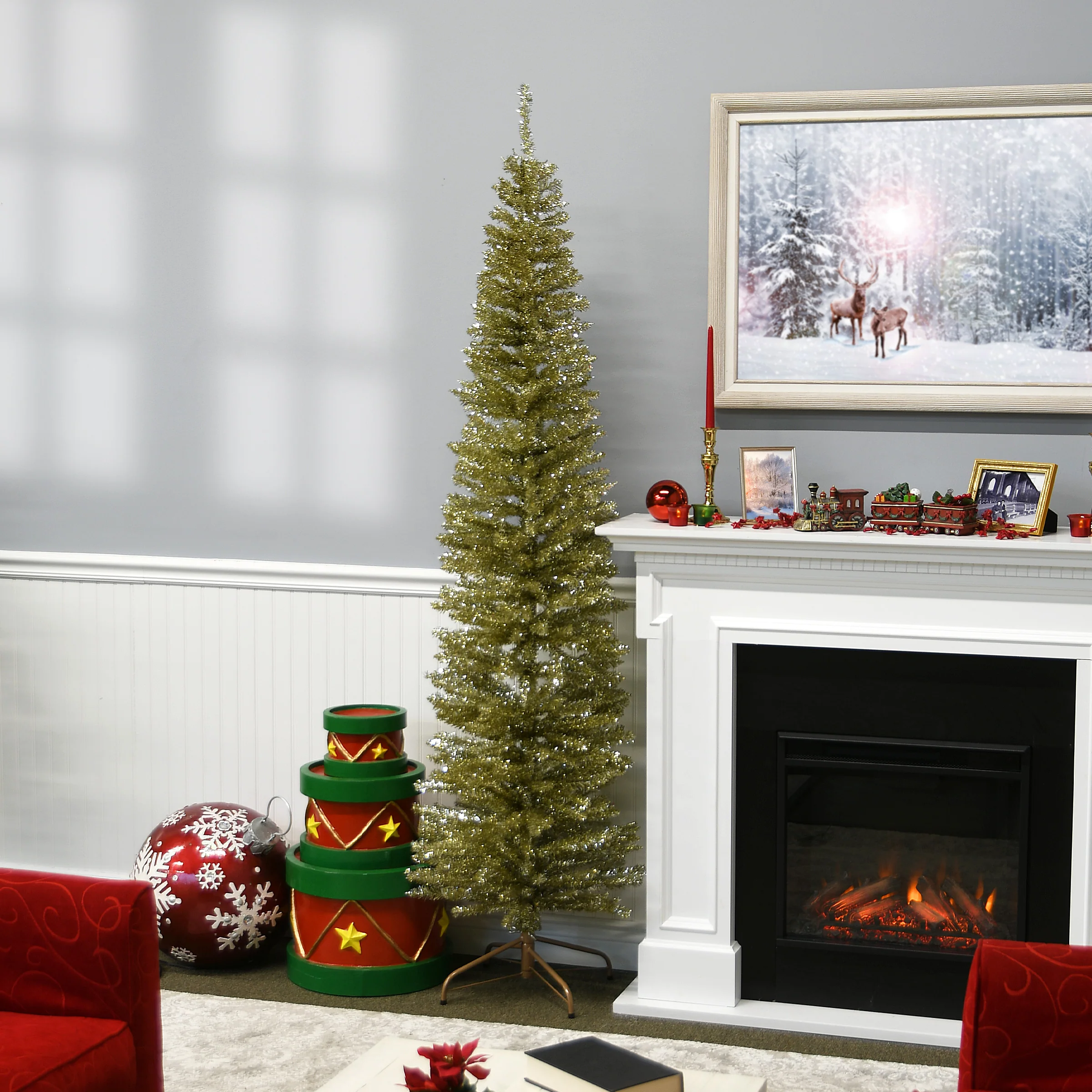 7 ft. Tinsel Collection Champagne Gold Tree - Image 2
