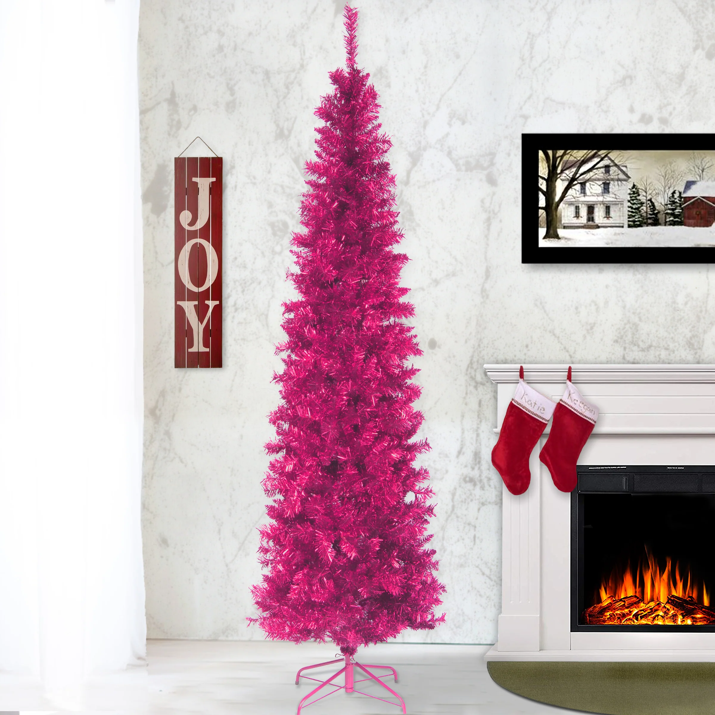7 ft. Tinsel Collection Pink Tree - Image 2