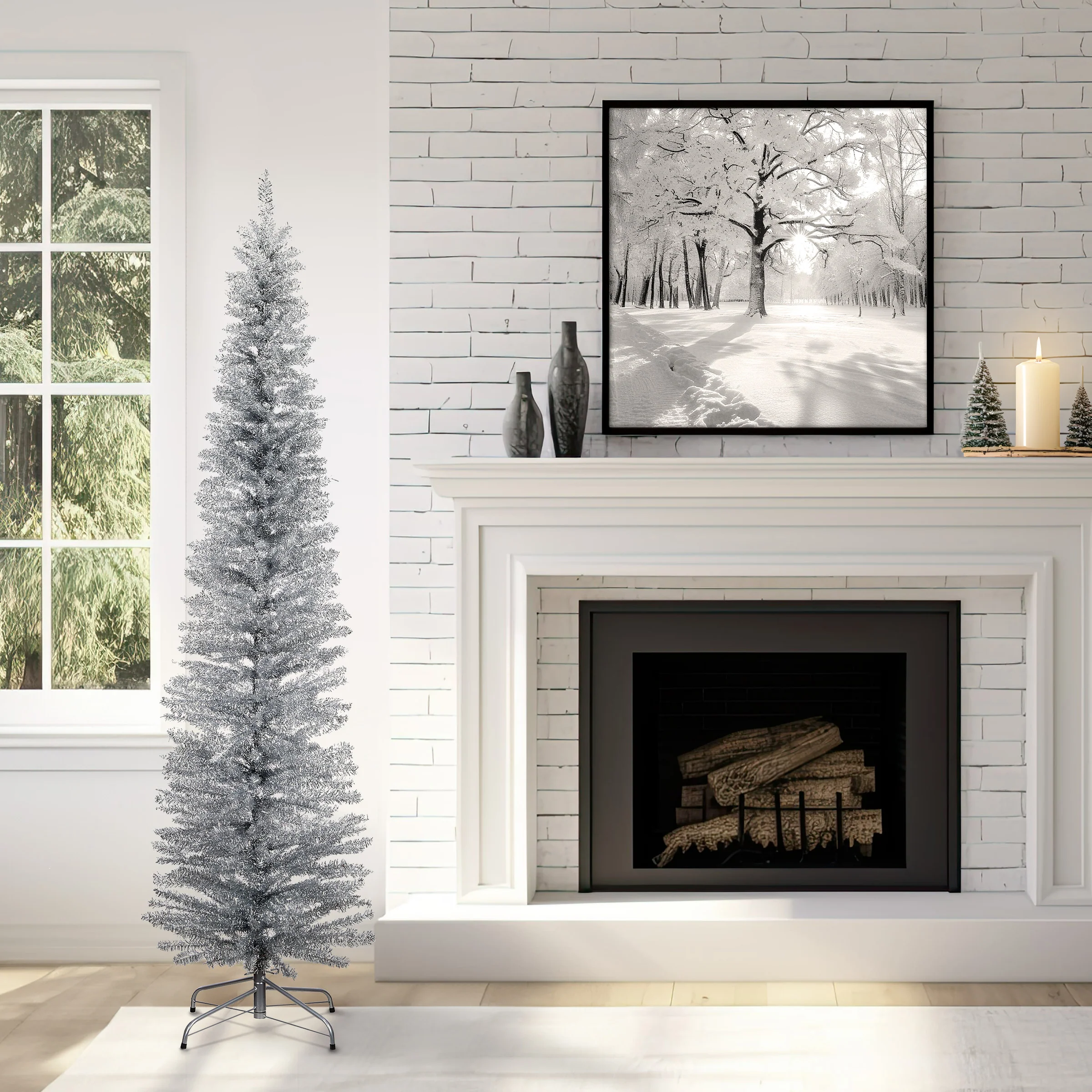 7 ft. Tinsel Collection Silver Tree - Image 2