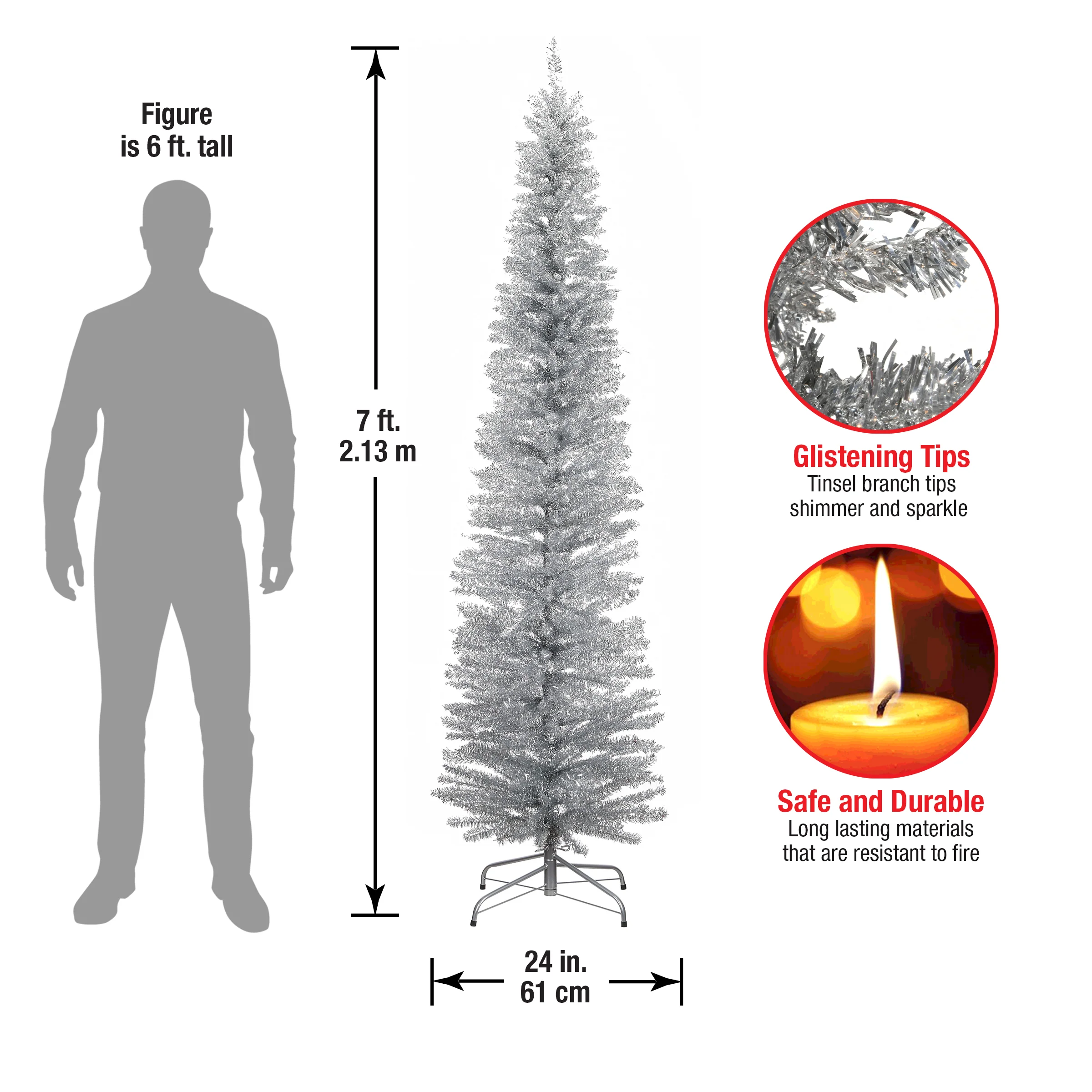 7 ft. Tinsel Collection Silver Tree - Image 7