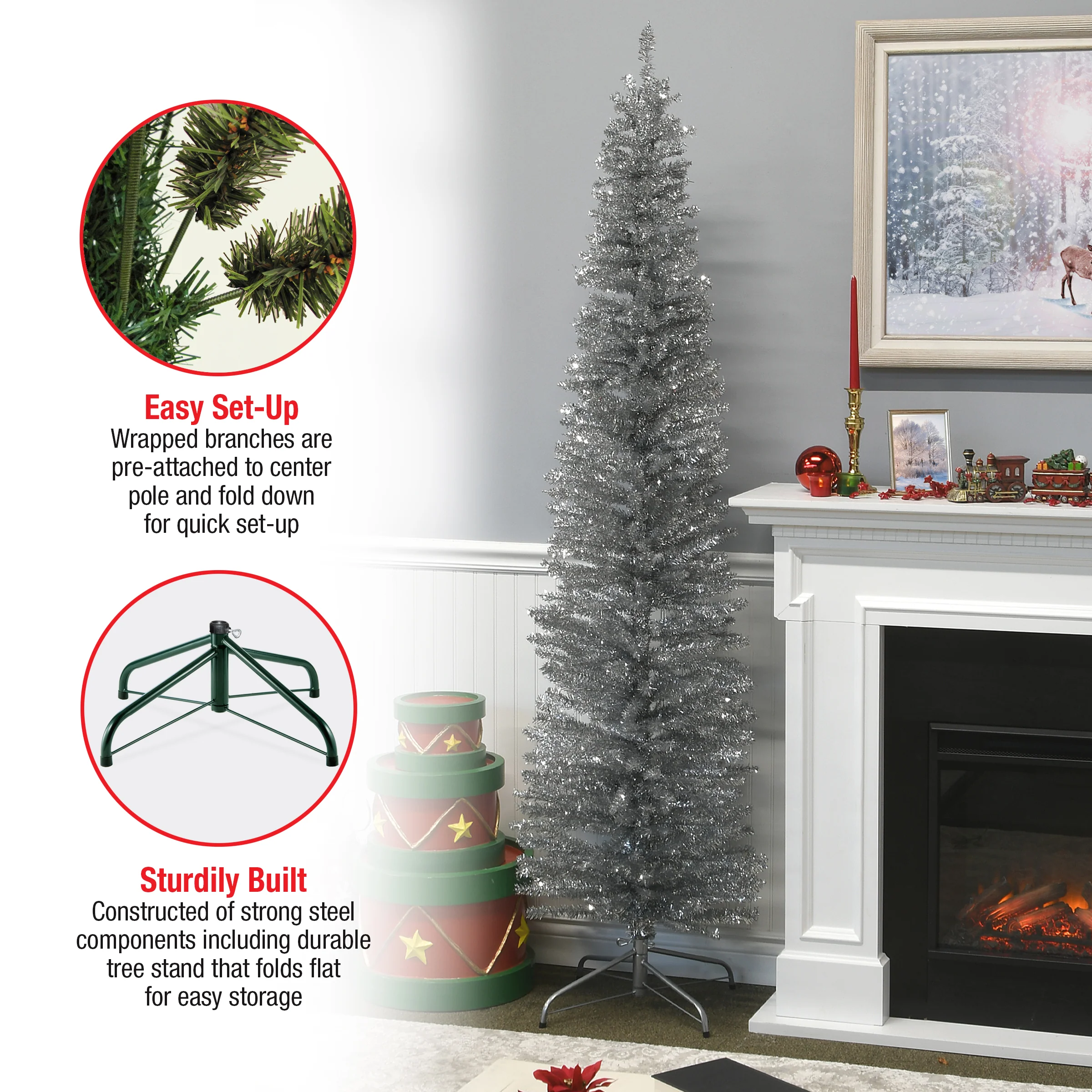 7 ft. Tinsel Collection Silver Tree - Image 8