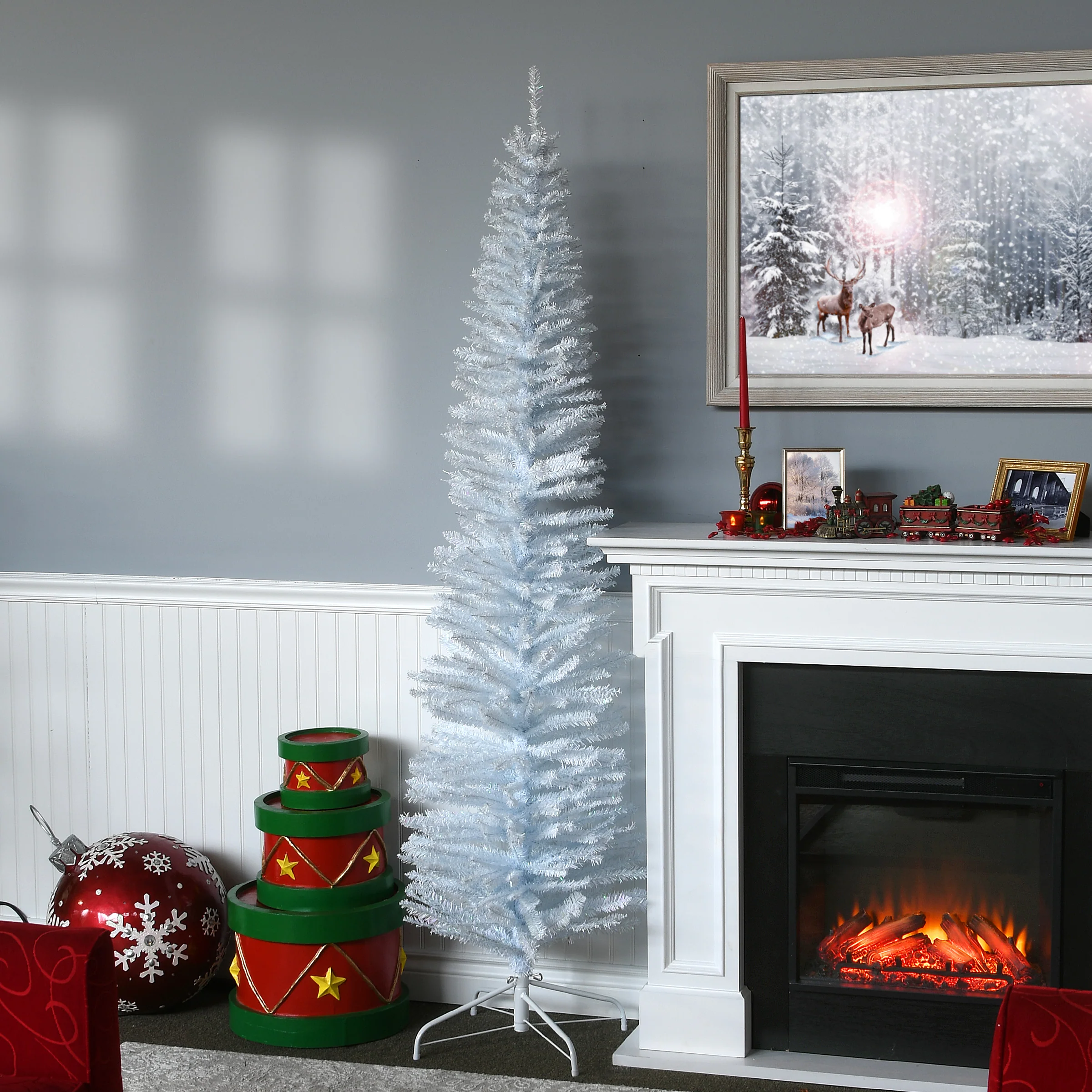 7 ft. Tinsel Collection White Iridescent Tree - Image 2