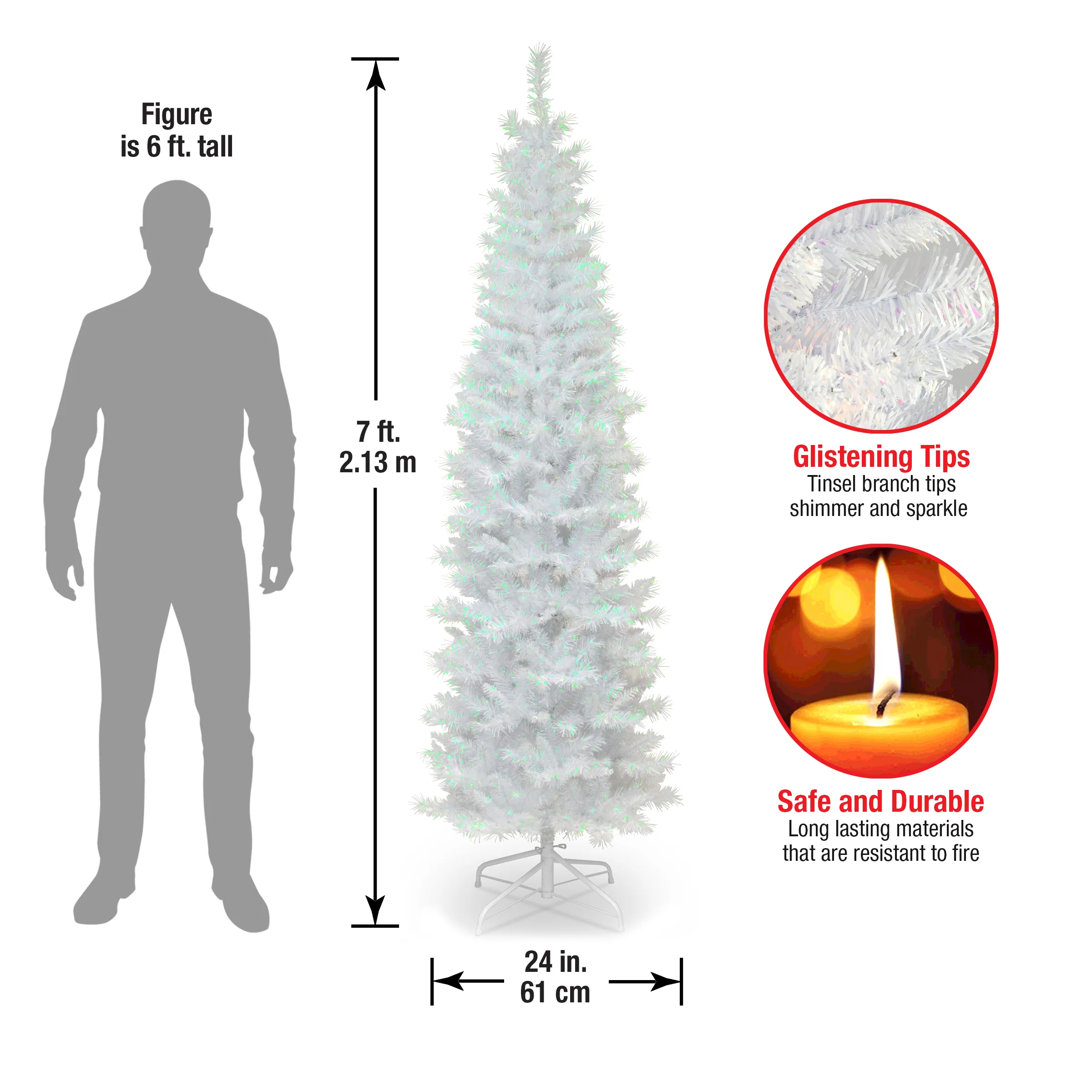 7 ft. Tinsel Collection White Iridescent Tree - Image 6