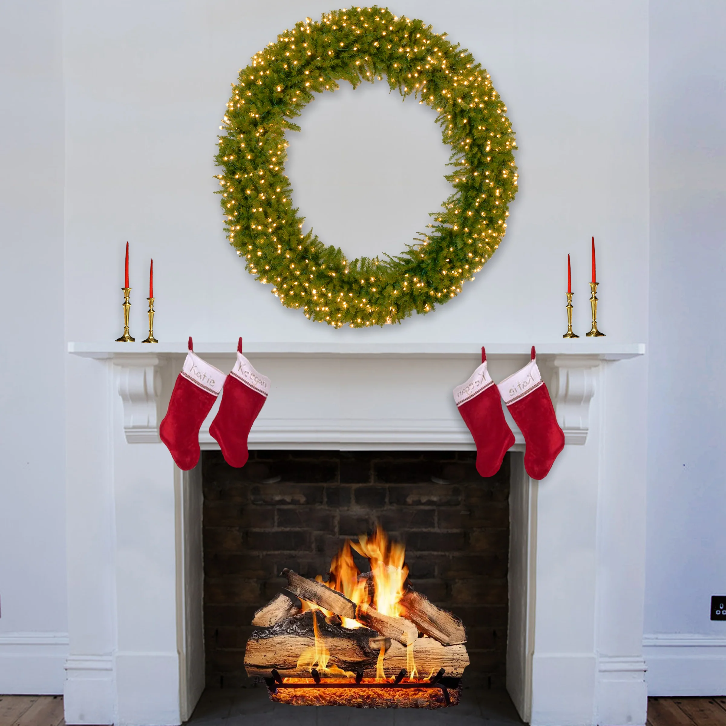 72 in. Pre-Lit Norwood Fir Wreath with Clear Lights - Image 2