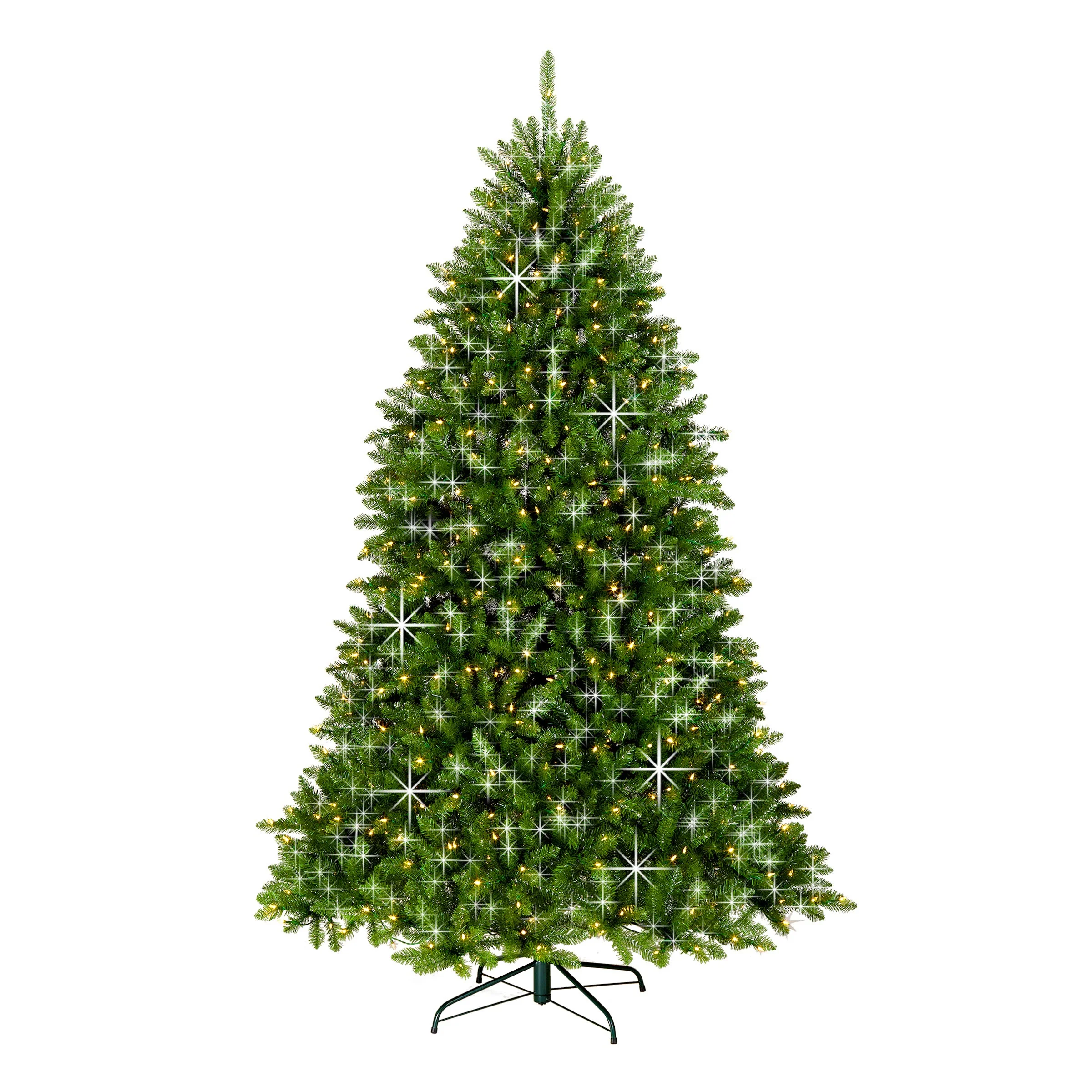 7.5 ft. Pre-Lit Dunhill Fir Shimmer Tree Silver Tinsel with Dual Color LED Lights, Plug-In - Image 3