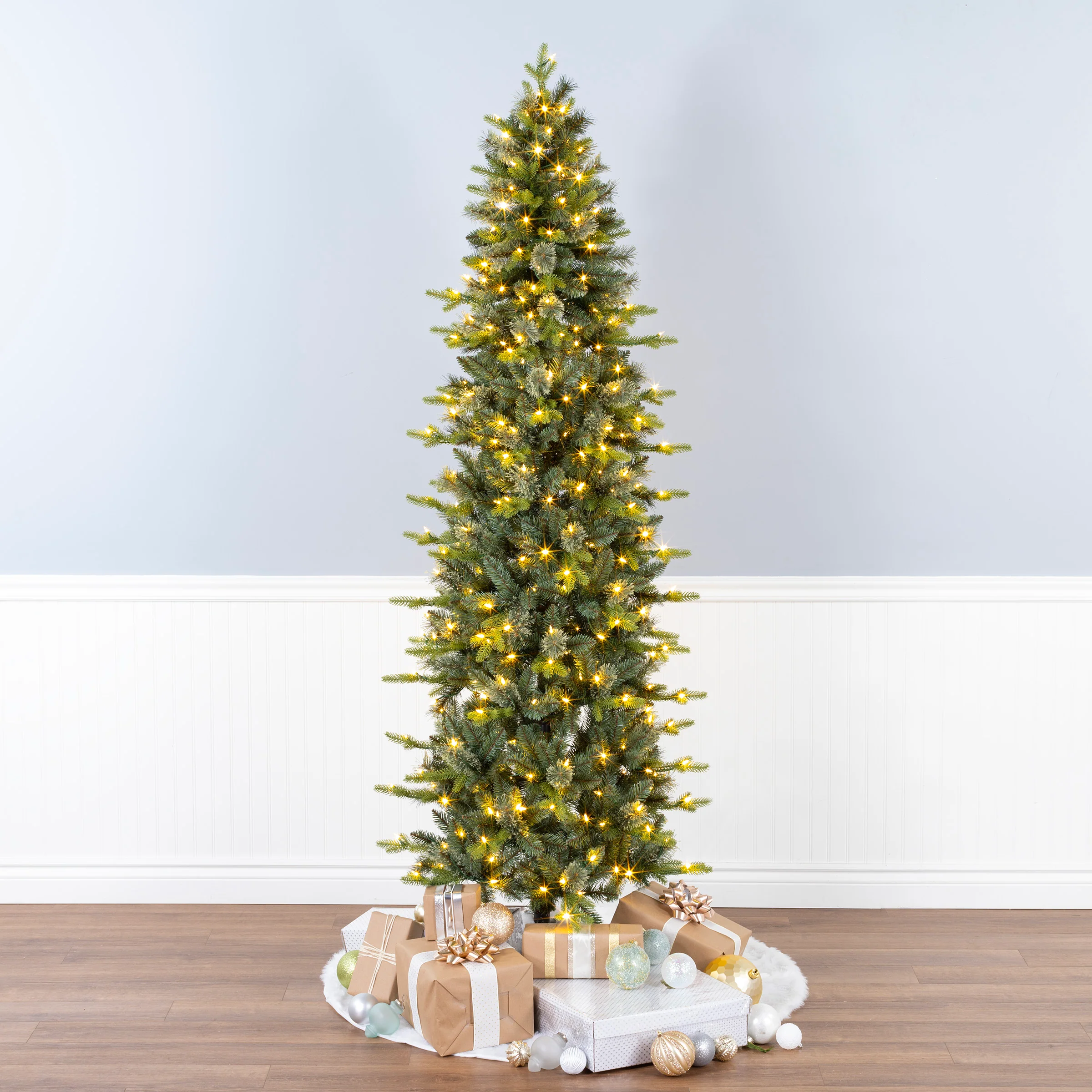 7.5 ft. Pre-Lit Prancer Fir Pencil Slim Tree with Clear Lights, Plug-In - Image 6
