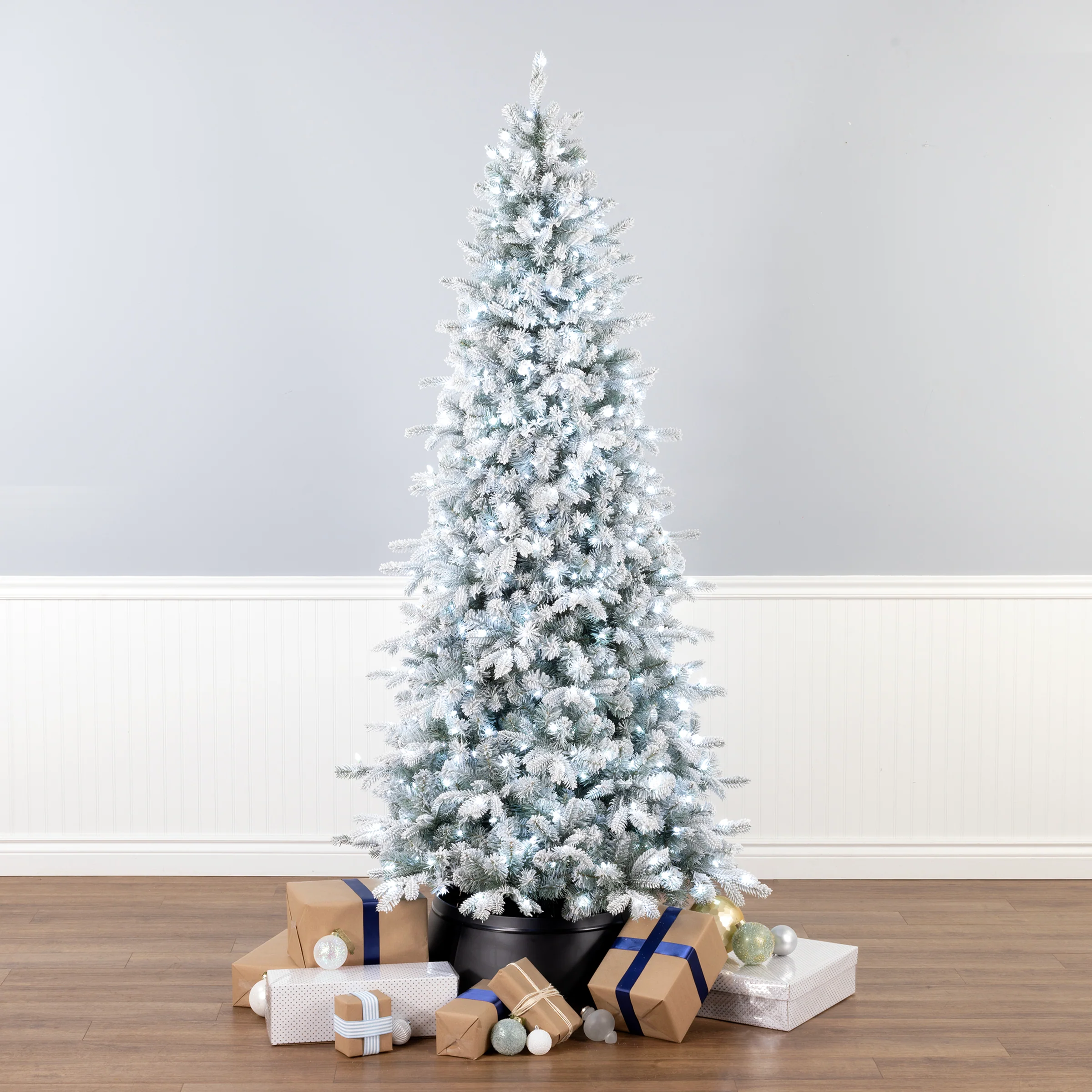7.5 ft. Pre-Lit Snowy Comet Slim Blue Tree with LED Lights, Plug-In - Image 6