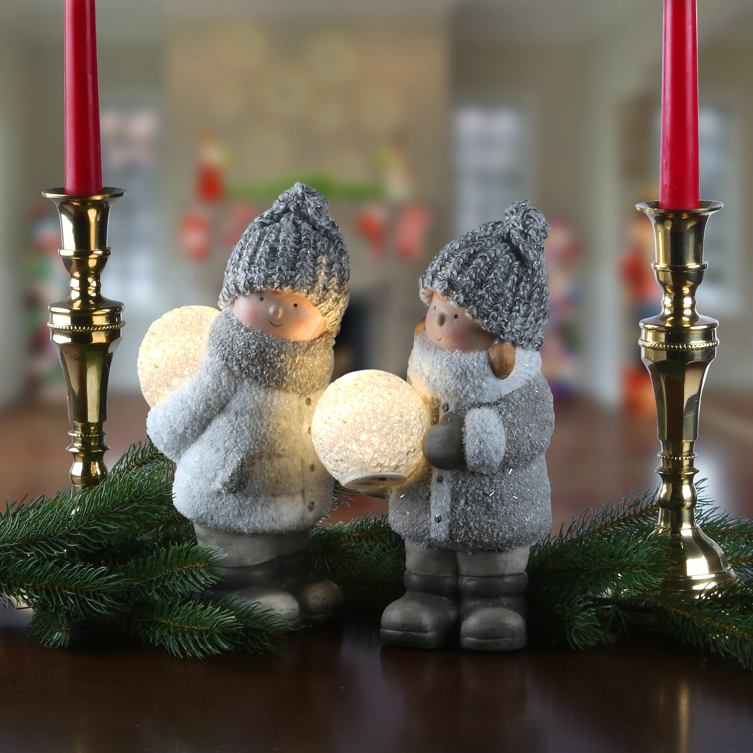 8 in. Children with Snowballs - Image 2