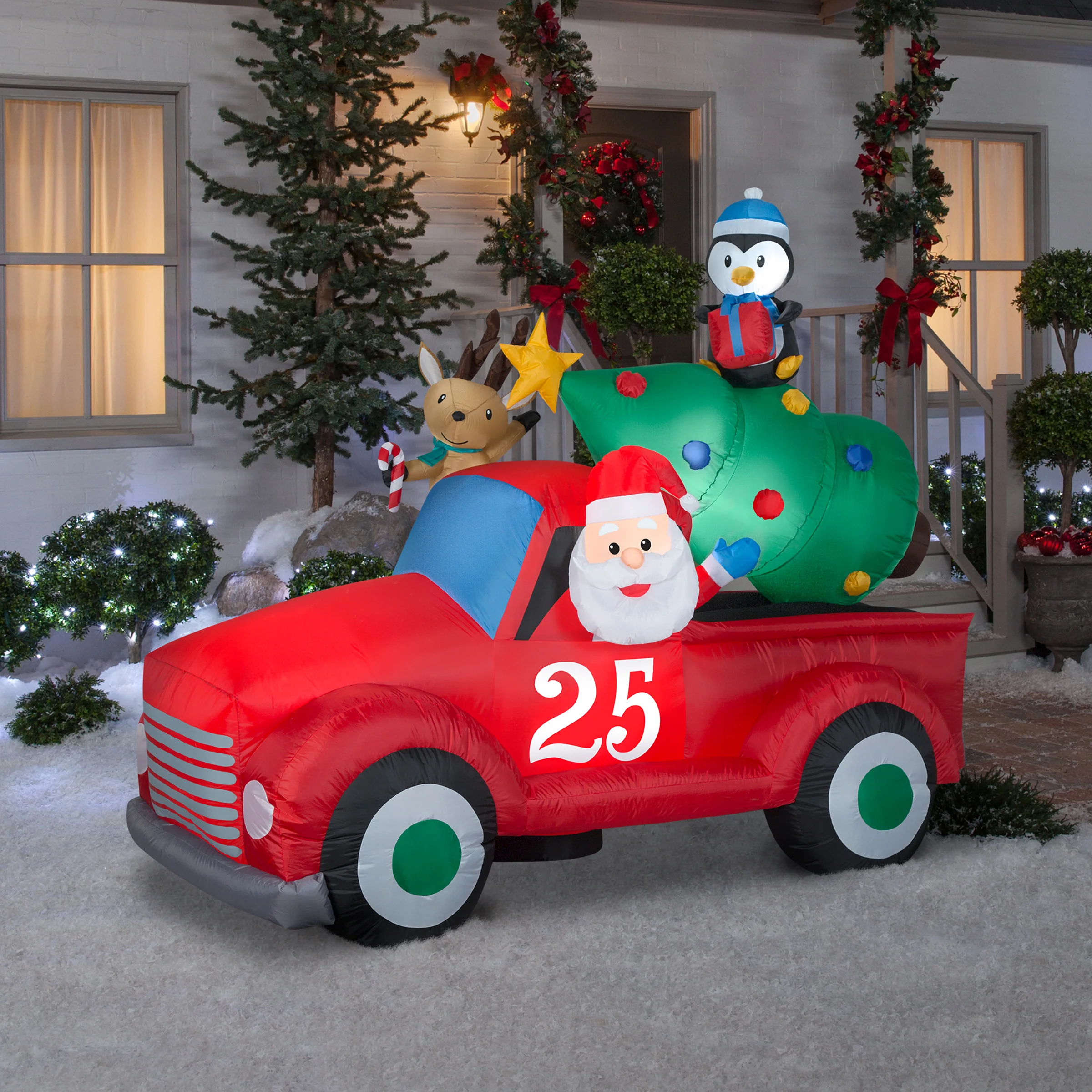 8 ft. Inflatable Santa in Vintage Pickup Truck with LED Lights, Plug-In - Image 2