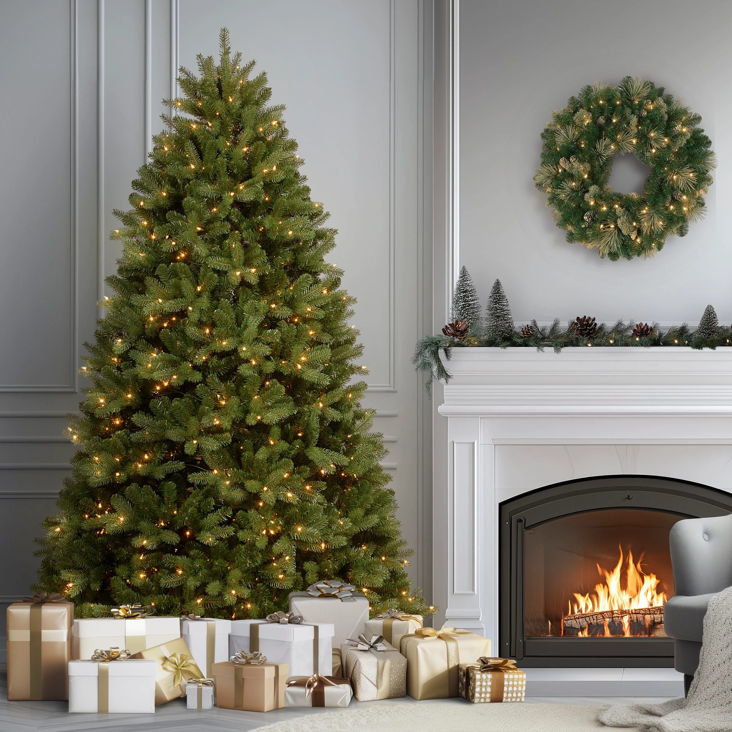 8 ft. Pre-Lit Newberry Spruce Tree with PowerConnect Dual Color LED Lights, Plug-In - Image 2