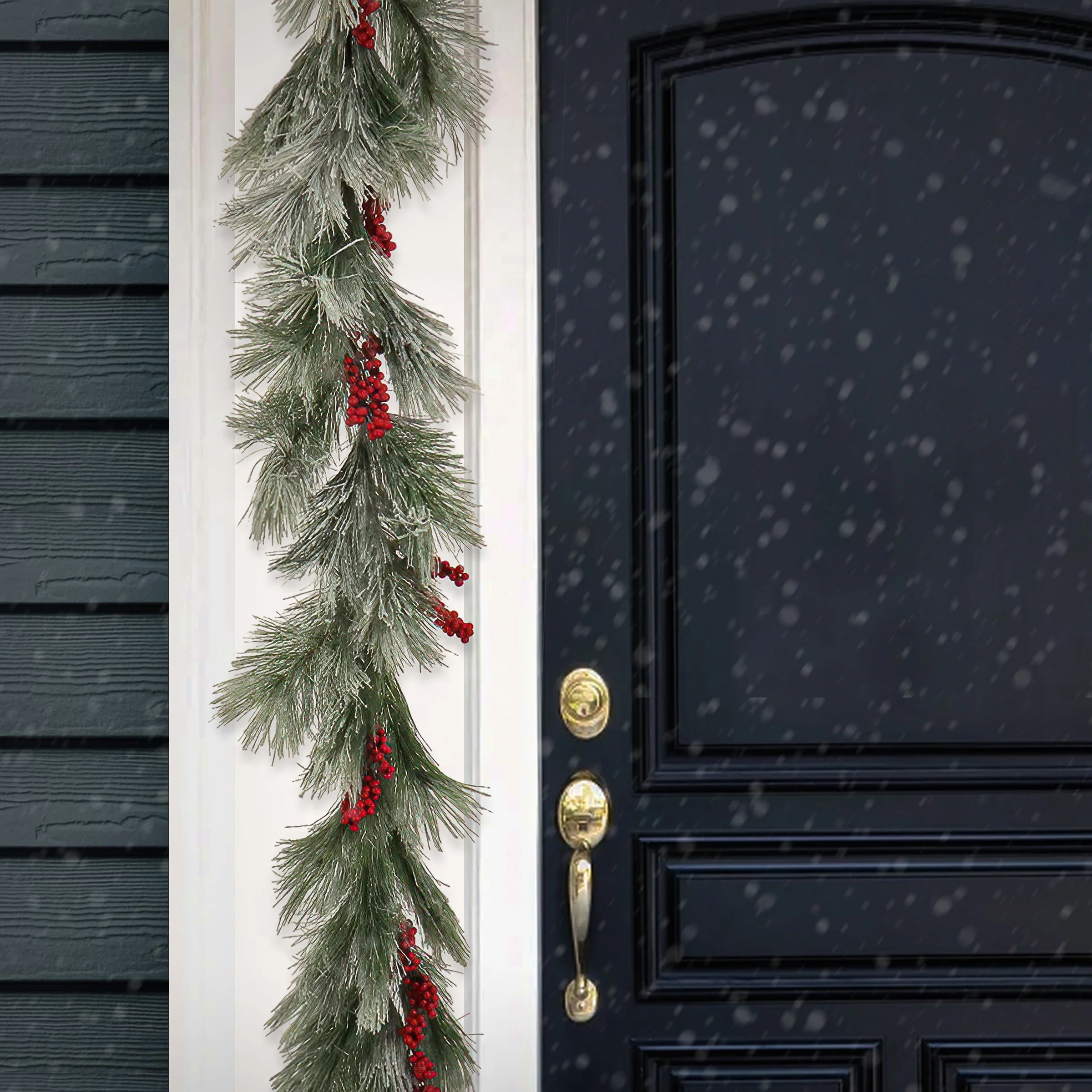 8 ft. Snowy Pine Berry Plastic Garland - Image 2