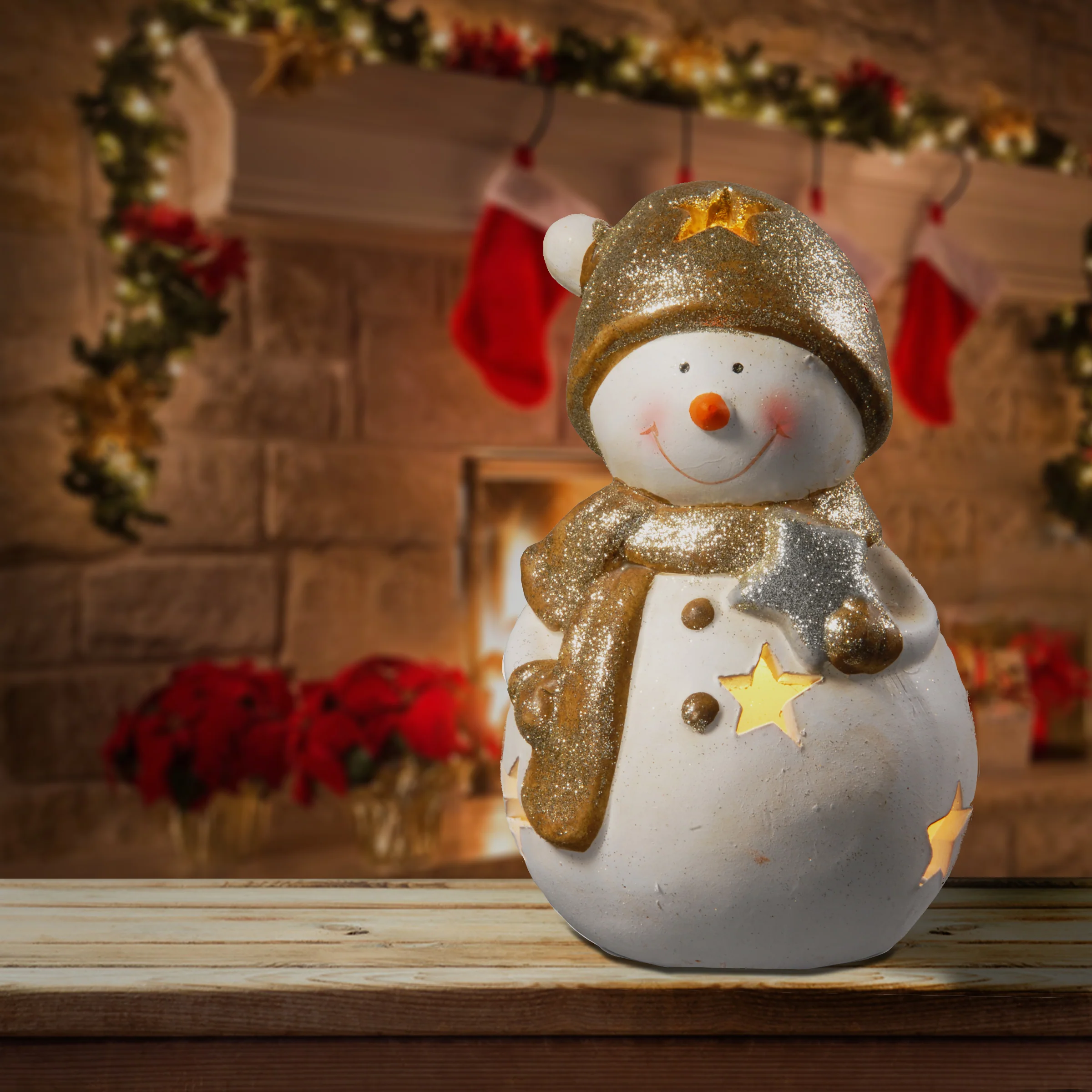 8 in Lighted Holiday Snowman Décor - Image 2