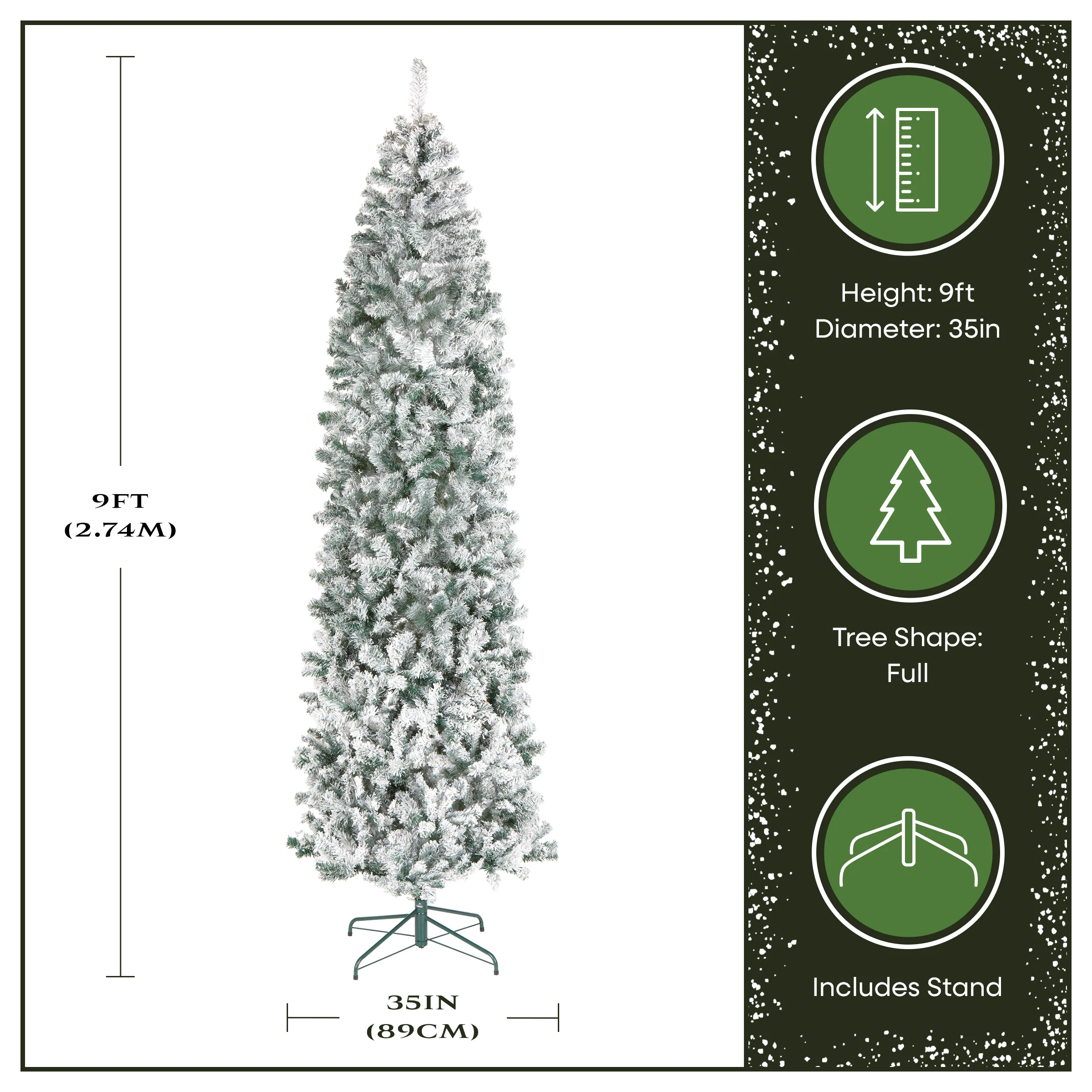 9 ft. Acacia Flocked Slim Tree - Image 4