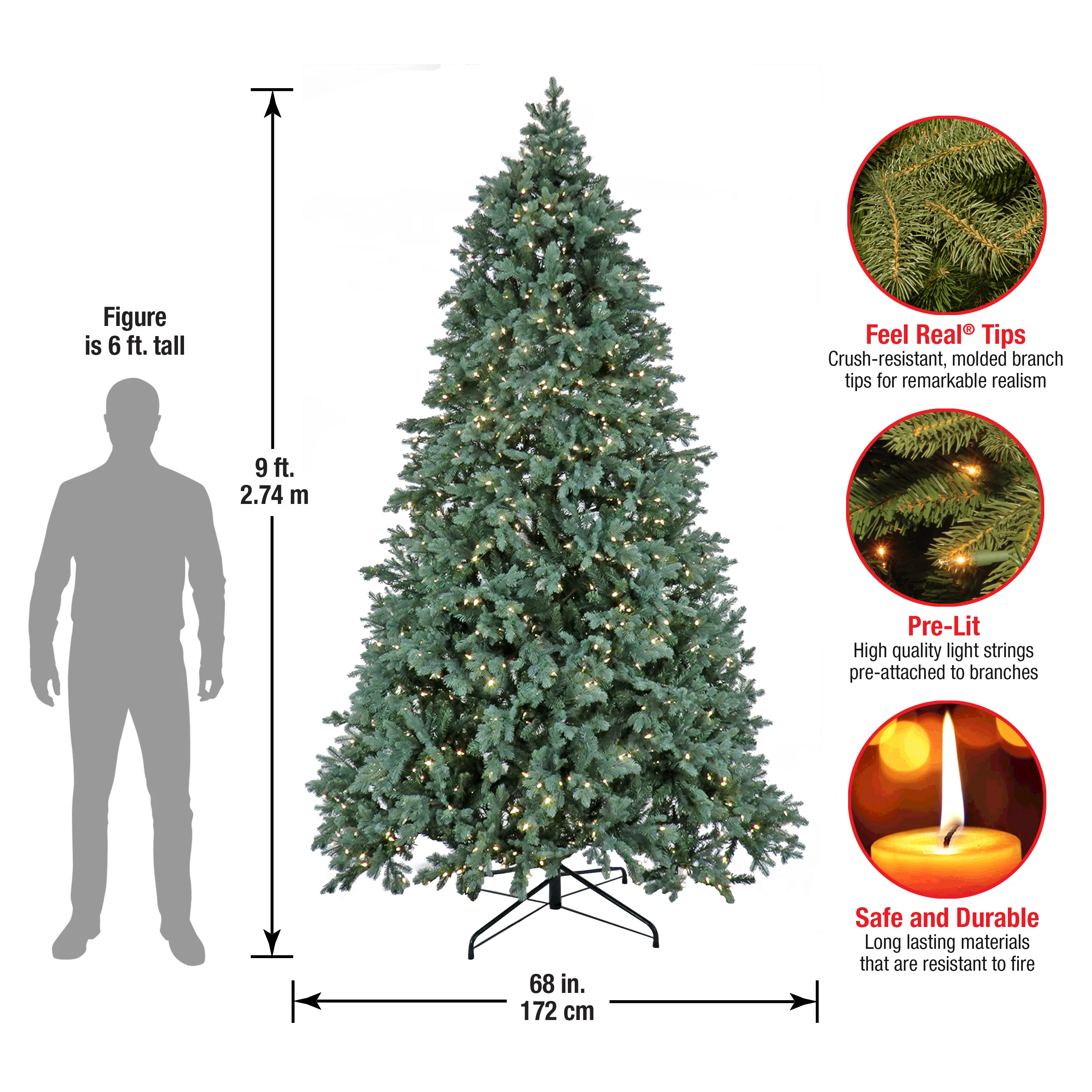 9ft. Pre-Lit Wellesley Fir Hinged Tree with PowerConnect Warm White LED Lights - Image 7