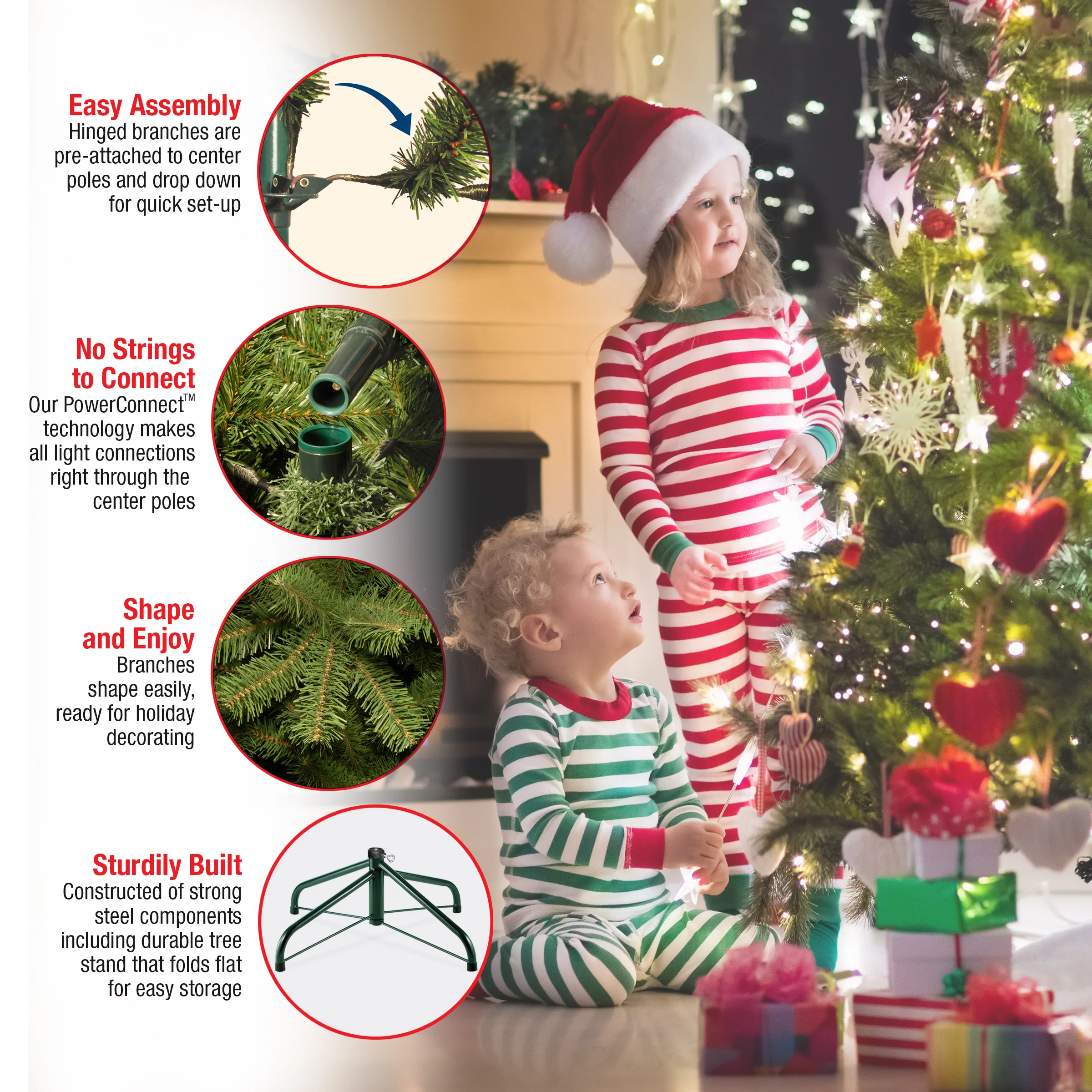 9ft. Pre-Lit Wellesley Fir Hinged Tree with PowerConnect Warm White LED Lights - Image 8