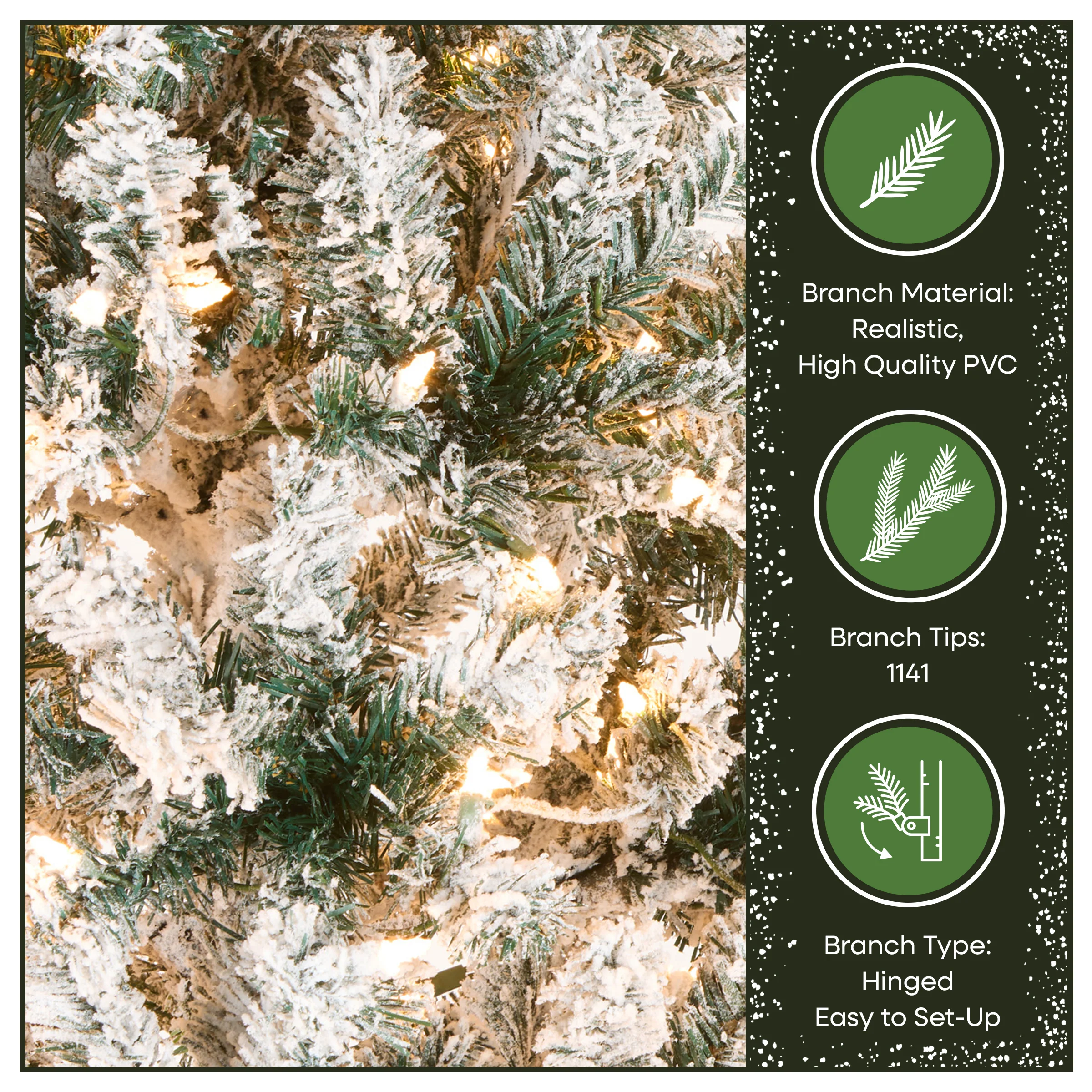 9 ft. Pre-Lit Acacia Flocked Slim Tree with Clear Lights - Image 6