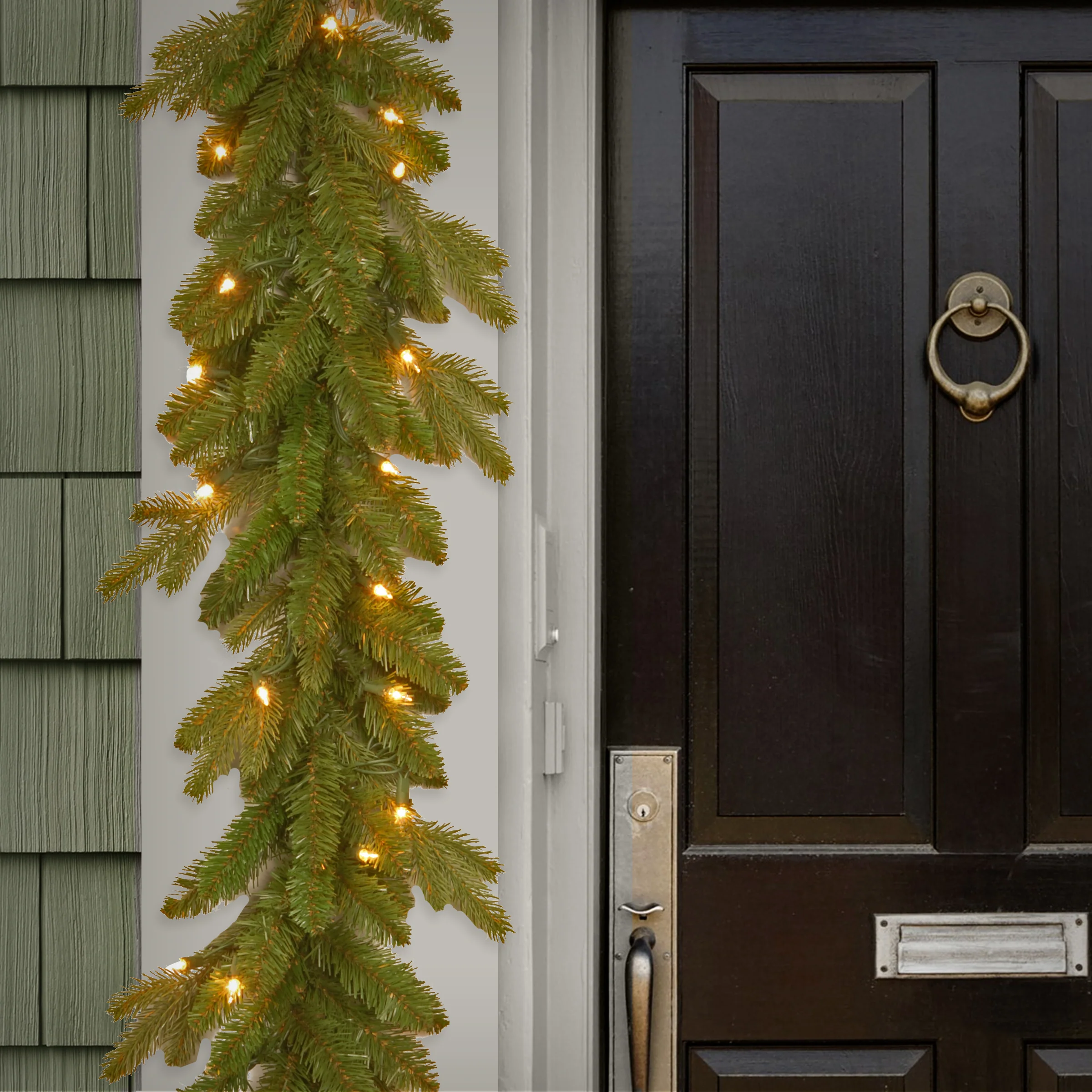 9 ft. Pre-Lit Avalon Spruce Garland with Clear Lights - Image 2