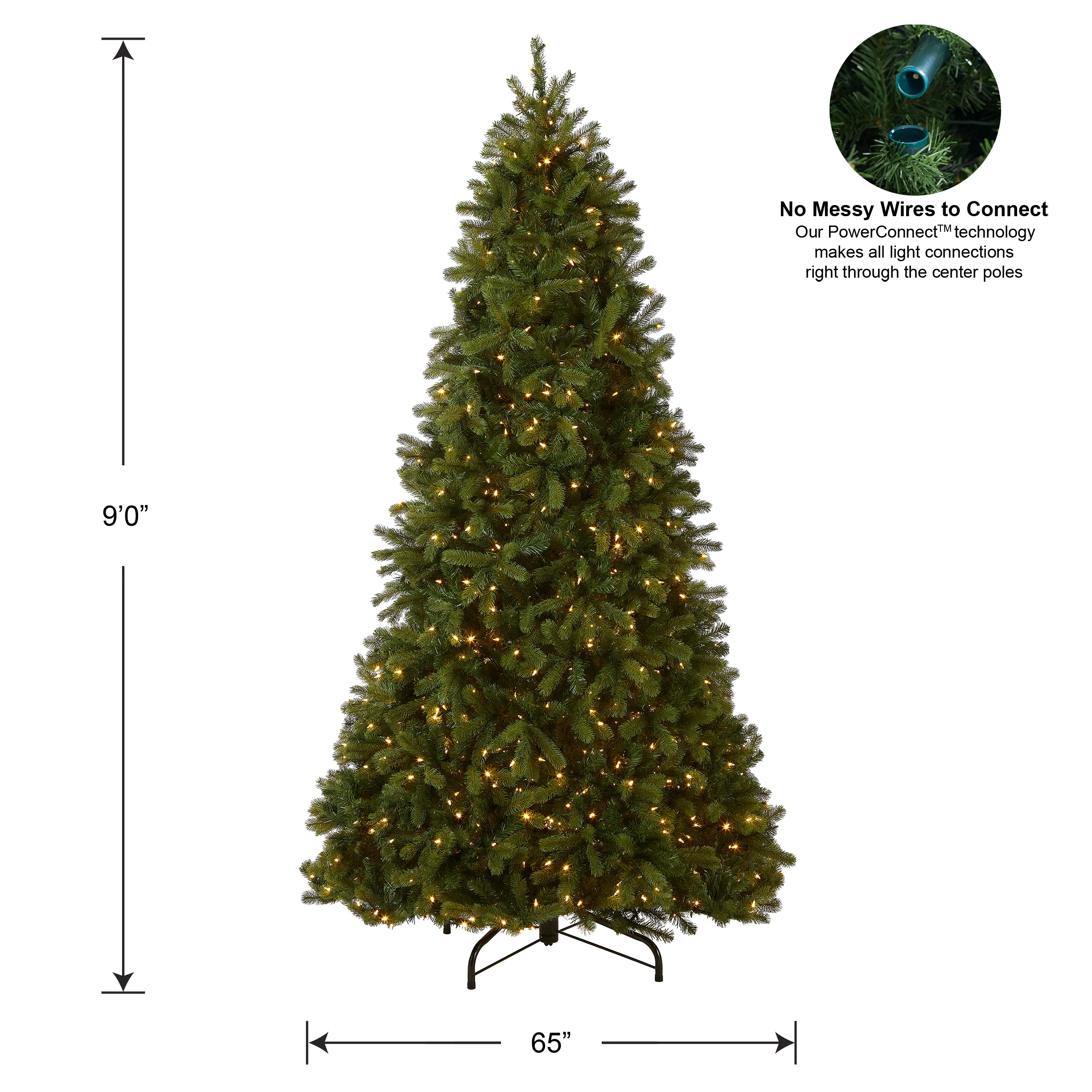 9 ft. Pre-Lit Bayberry Spruce Tree with PowerConnect Dual Color LED Lights - Image 5