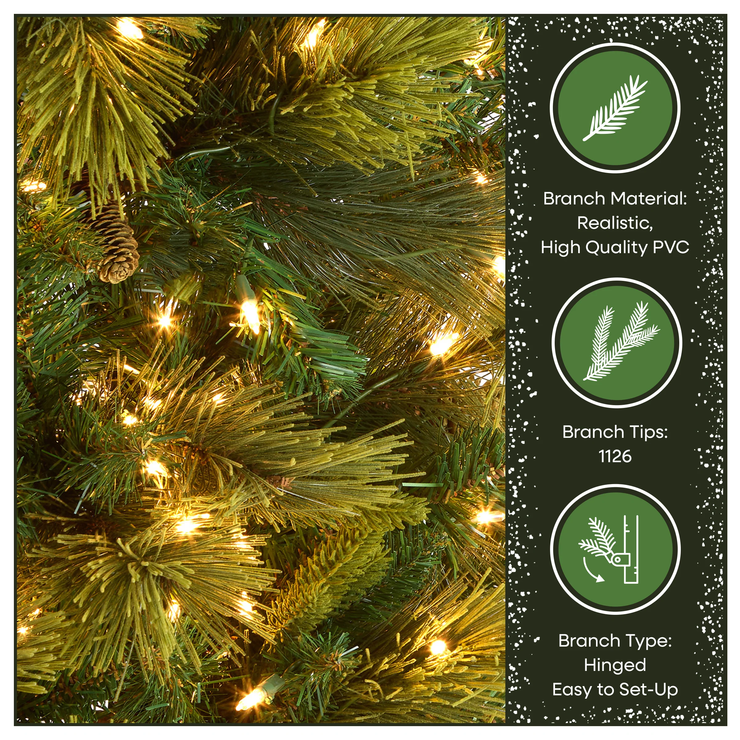 9 ft. Pre-Lit Carolina Pine Slim Tree with Clear Lights - Image 7