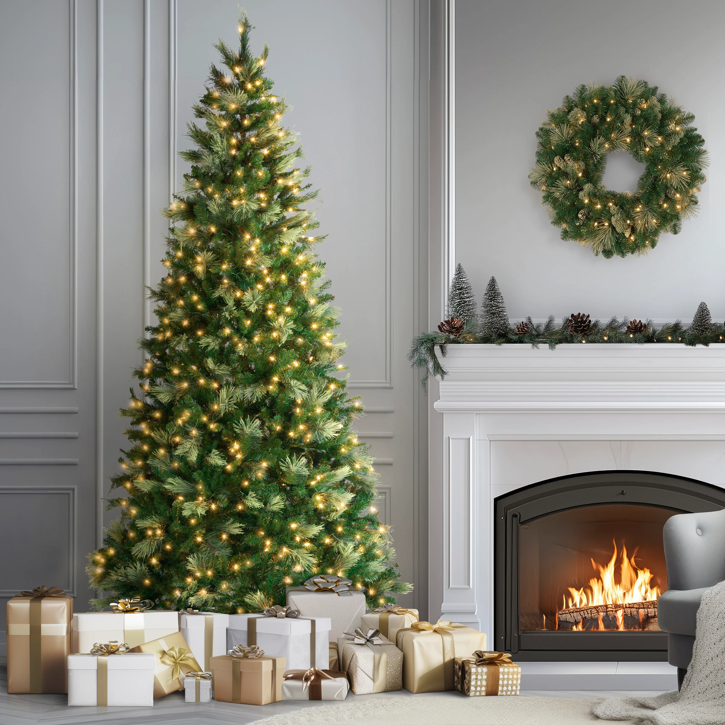 9 ft. Pre-Lit Charleston Pine Tree with Clear Lights - Image 2