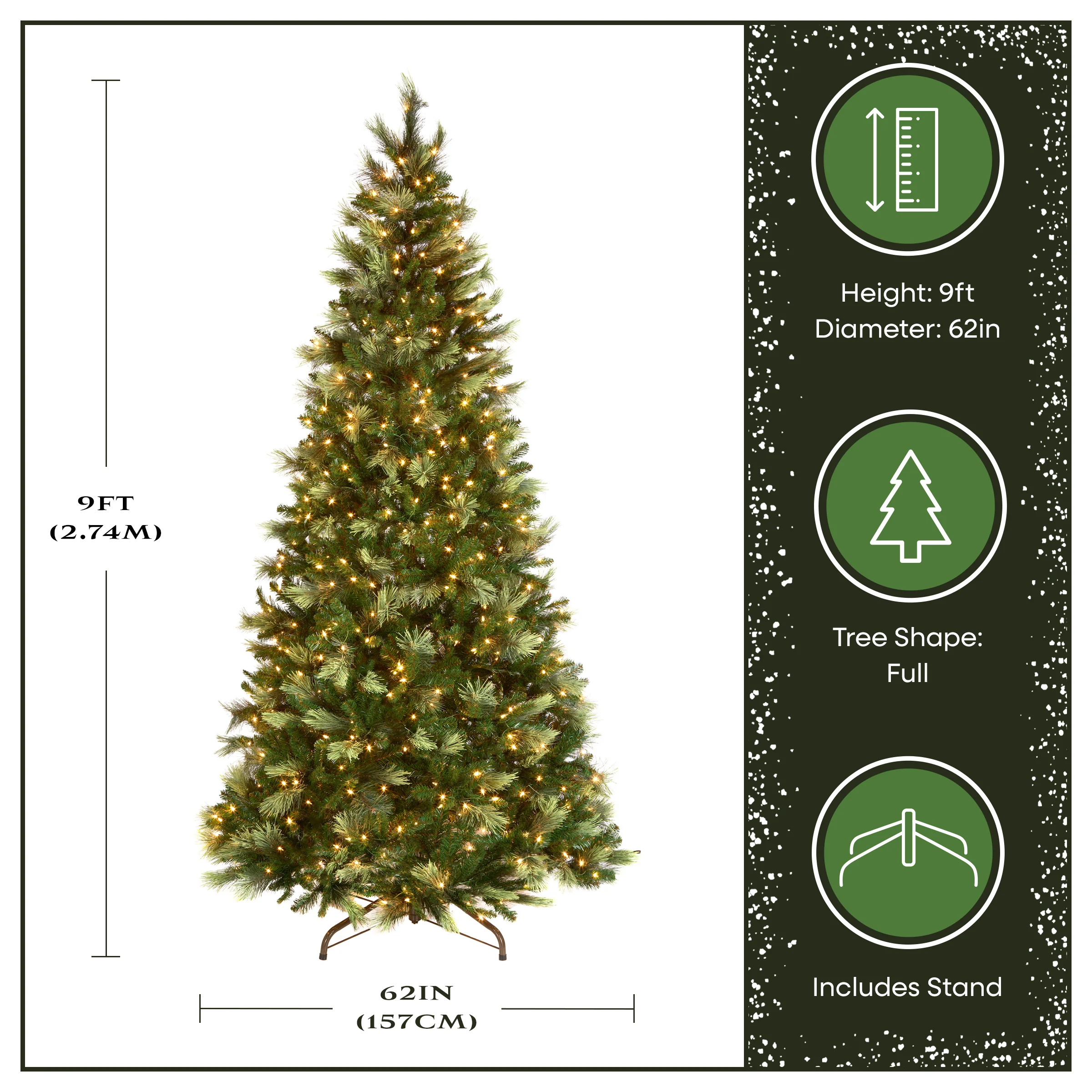 9 ft. Pre-Lit Charleston Pine Tree with Clear Lights - Image 3
