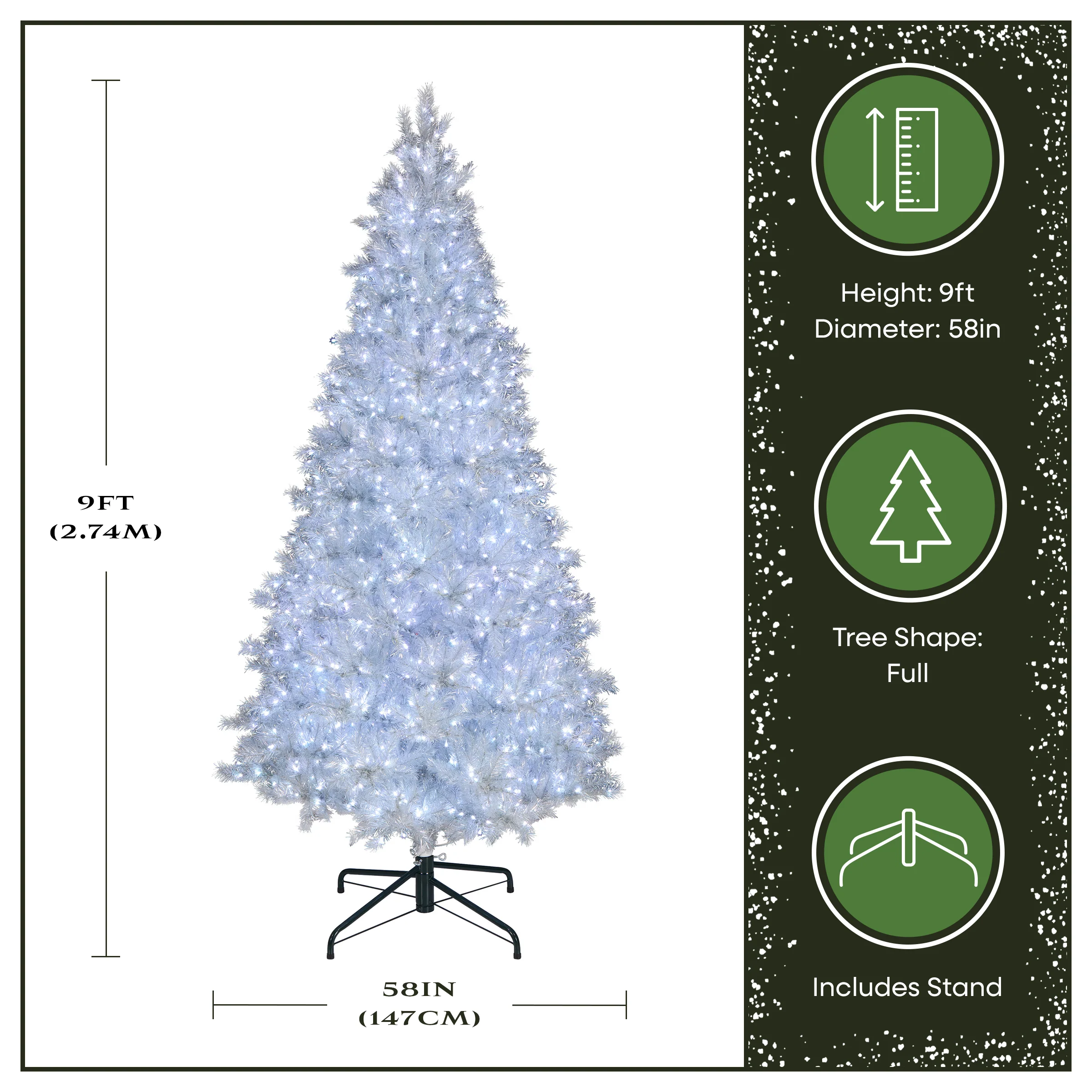 9 ft. Pre-Lit Christmas Crystal Pine Tree with LED Lights, Plug-In - Image 3