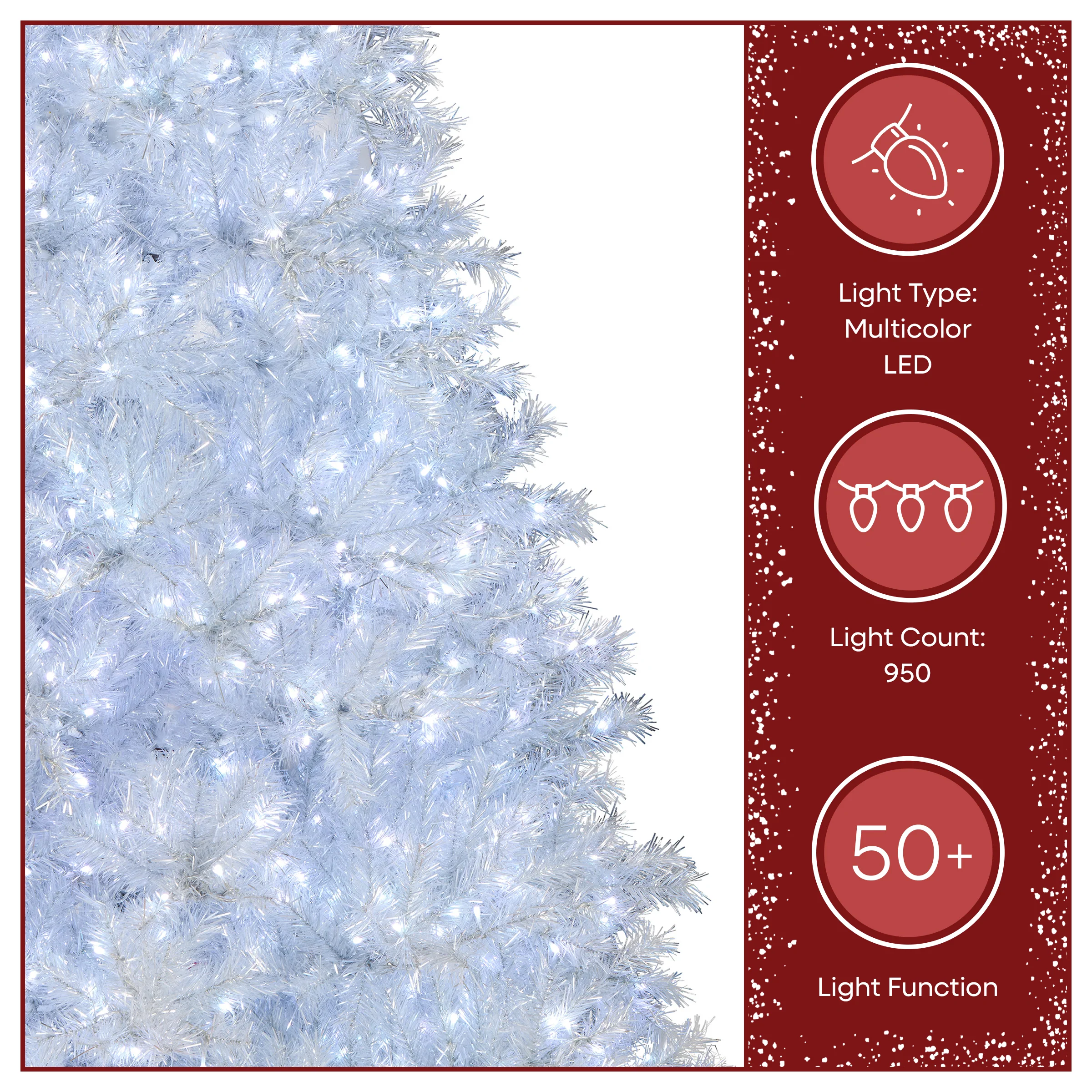 9 ft. Pre-Lit Christmas Crystal Pine Tree with LED Lights, Plug-In - Image 5