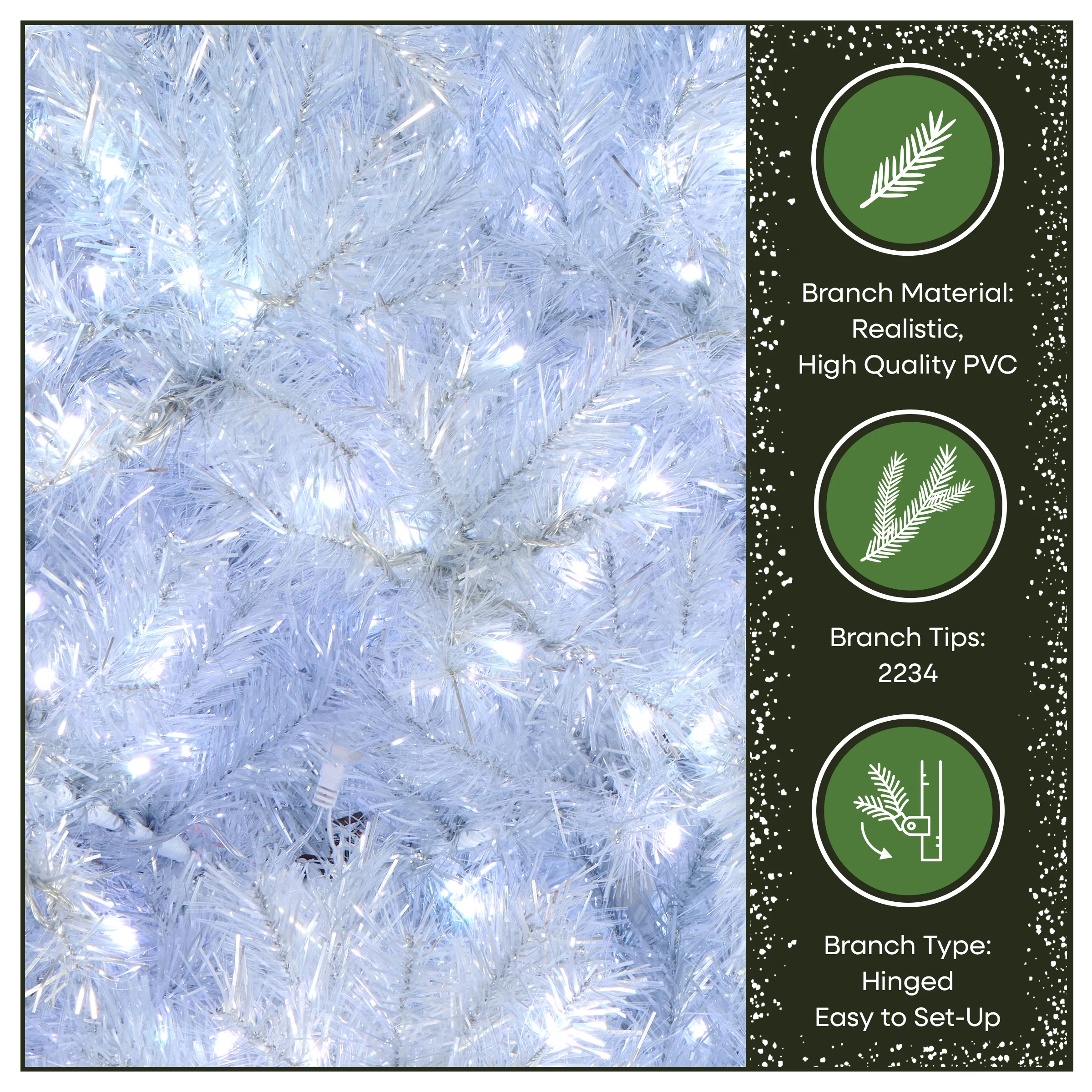 9 ft. Pre-Lit Christmas Crystal Pine Tree with LED Lights, Plug-In - Image 6