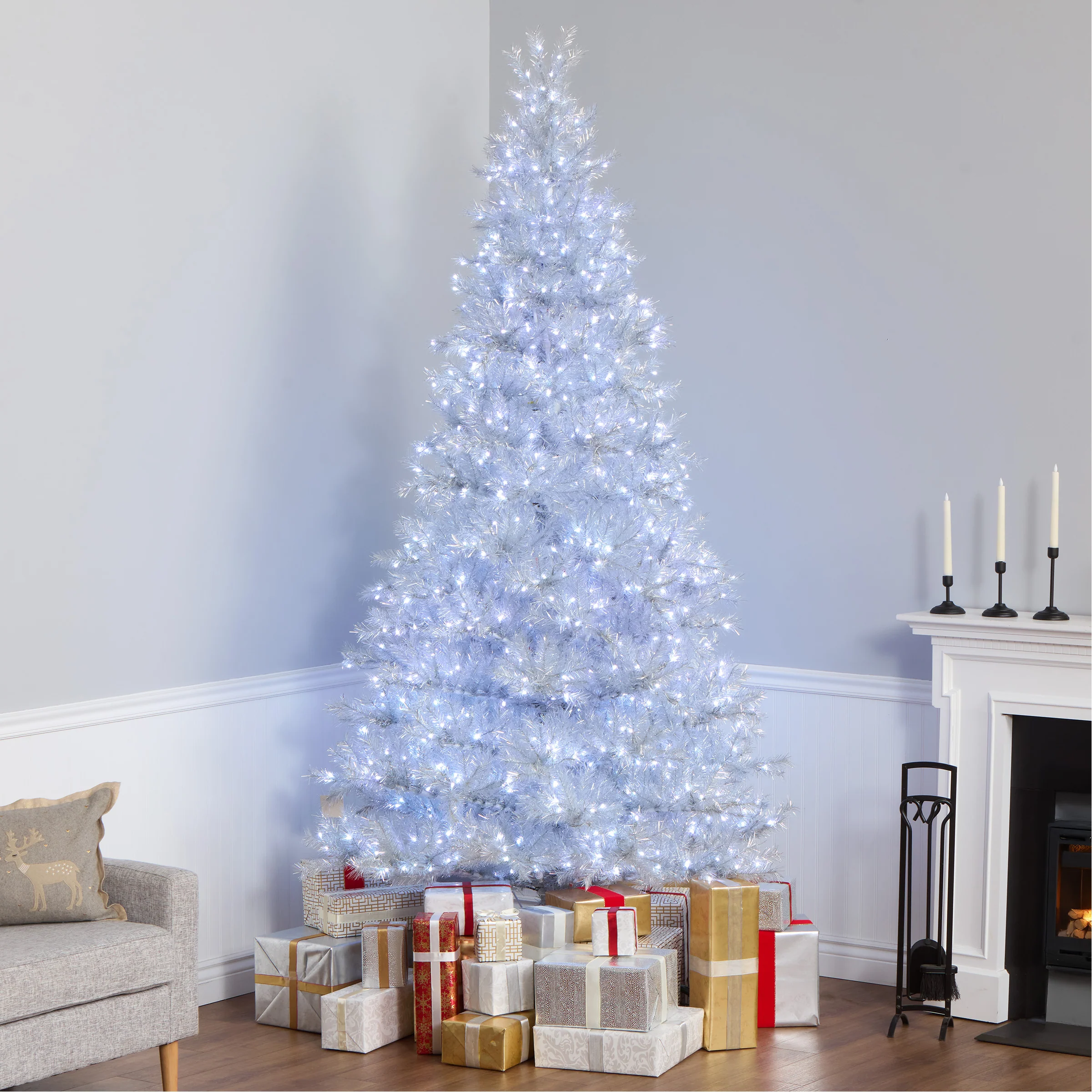 9 ft. Pre-Lit Christmas Crystal Pine Tree with LED Lights, Plug-In - Image 8
