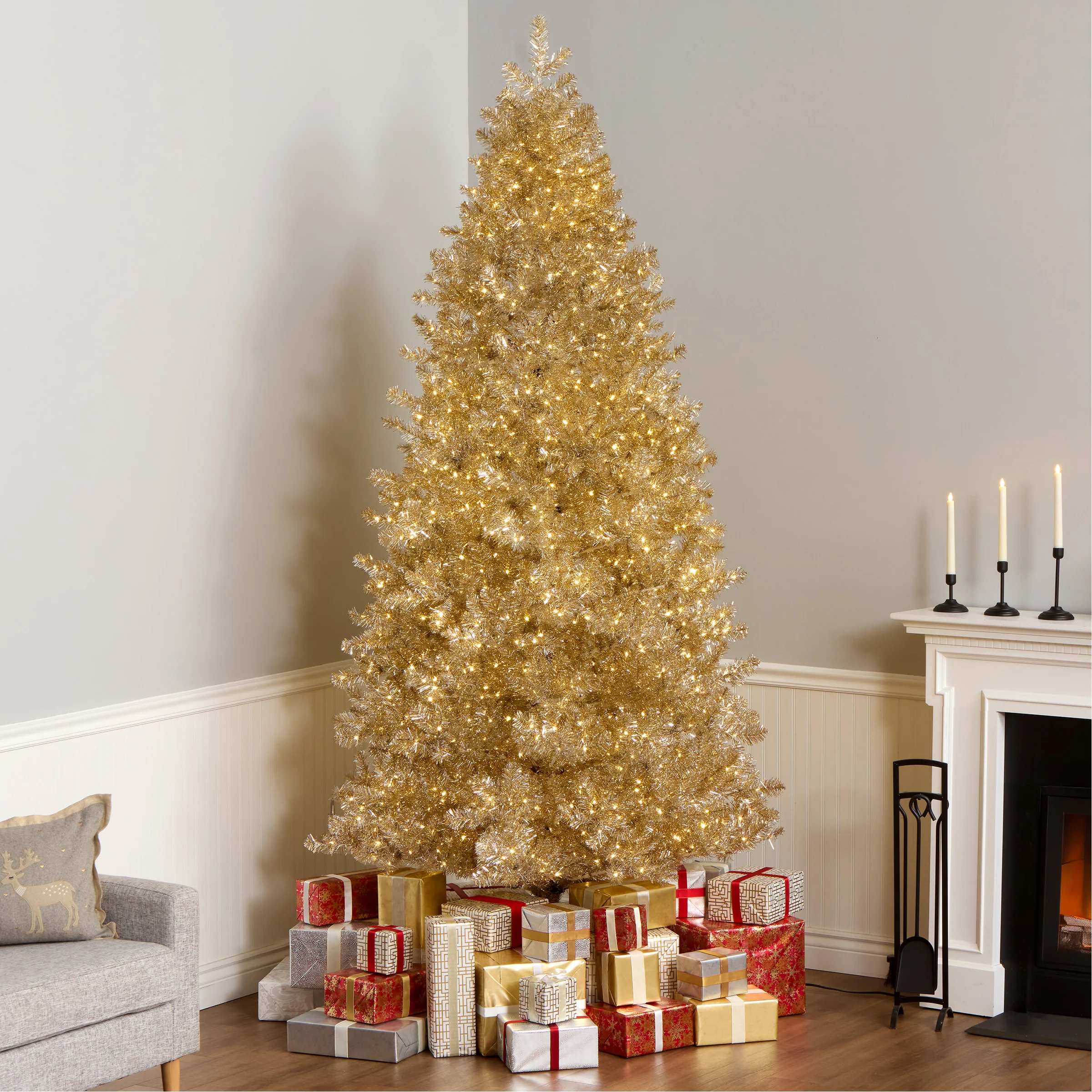 9 ft. Pre-Lit Christmas Platinum Metallic Tree with LED Infinity Lights - Image 2