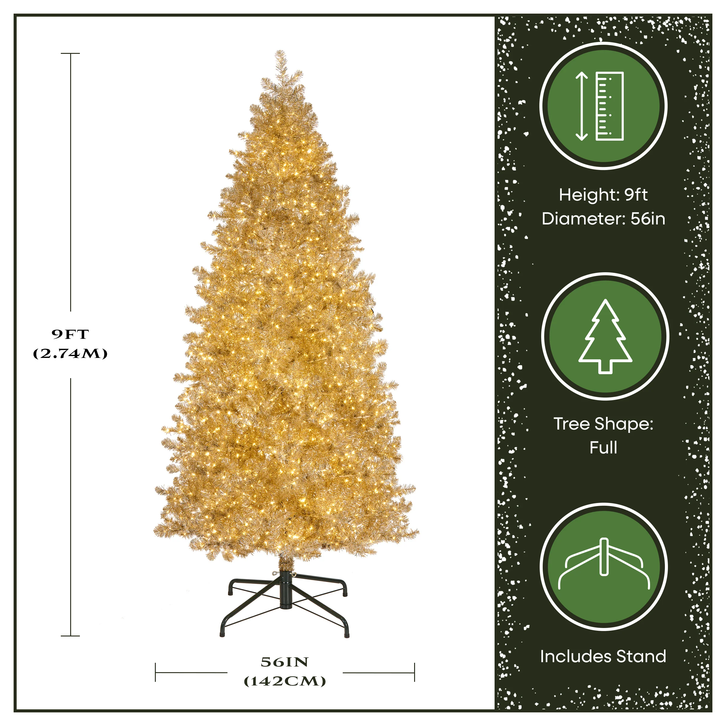 9 ft. Pre-Lit Christmas Platinum Metallic Tree with LED Infinity Lights - Image 4