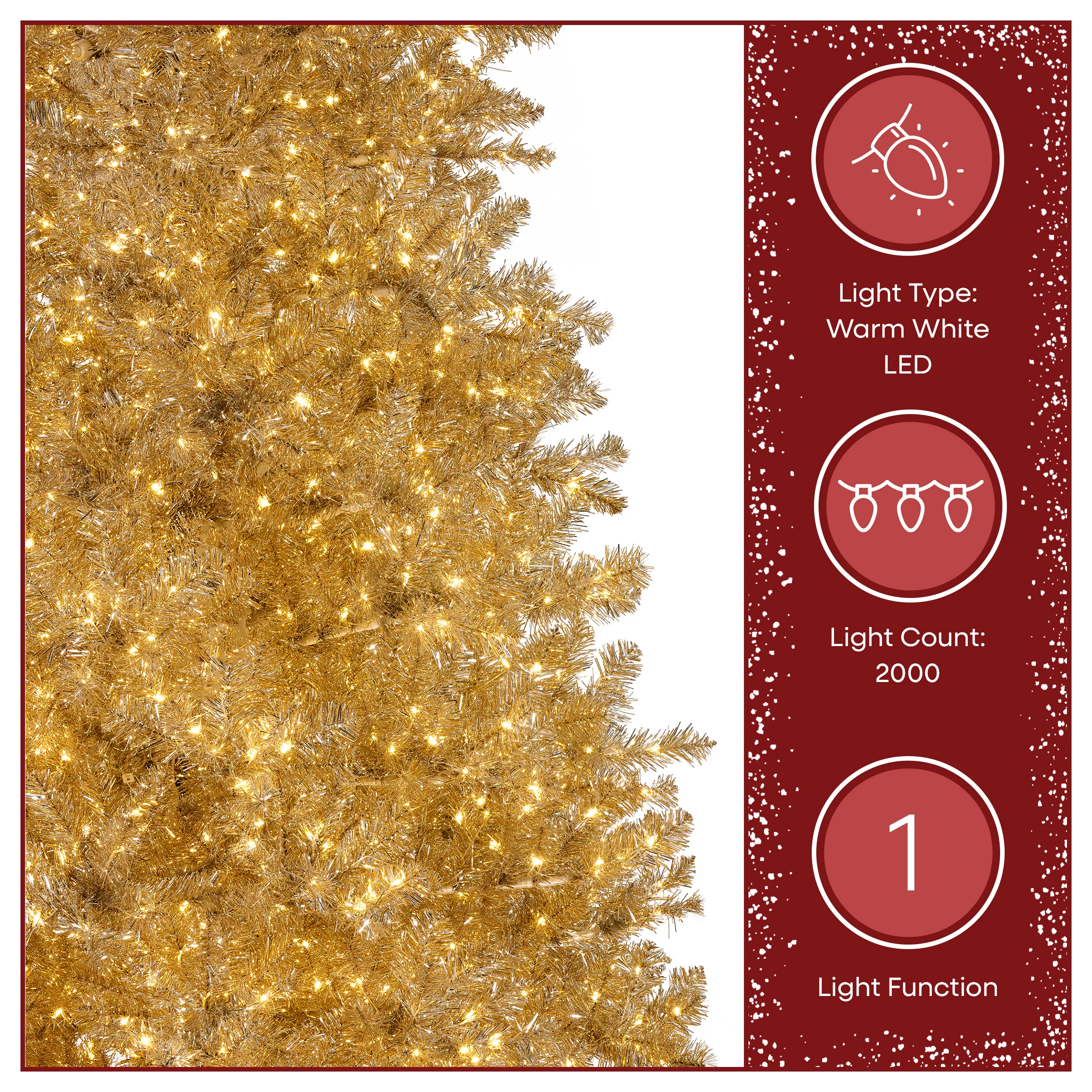 9 ft. Pre-Lit Christmas Platinum Metallic Tree with LED Infinity Lights - Image 6