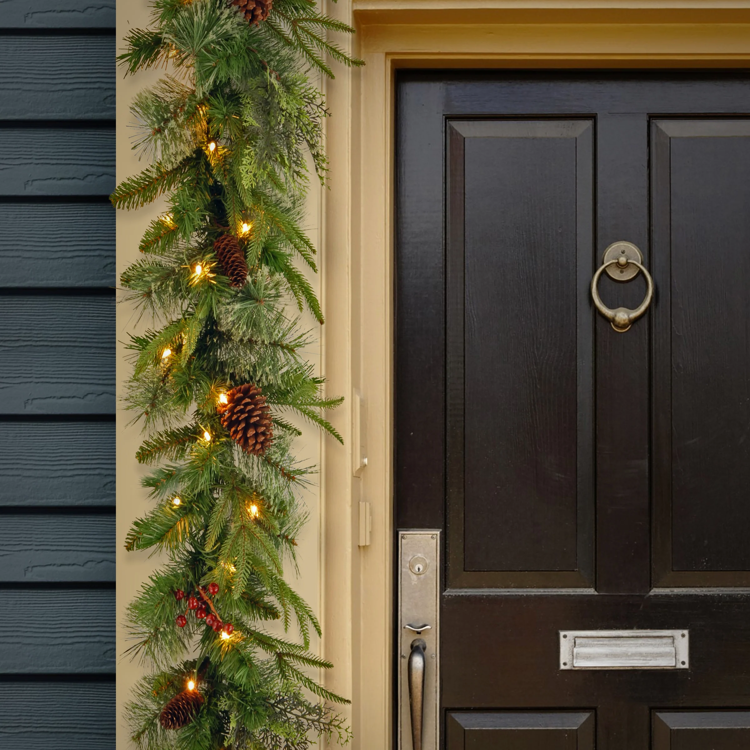 9 ft. Pre-Lit Colonial Fir Garland with Dual Color LED Lights - Image 2