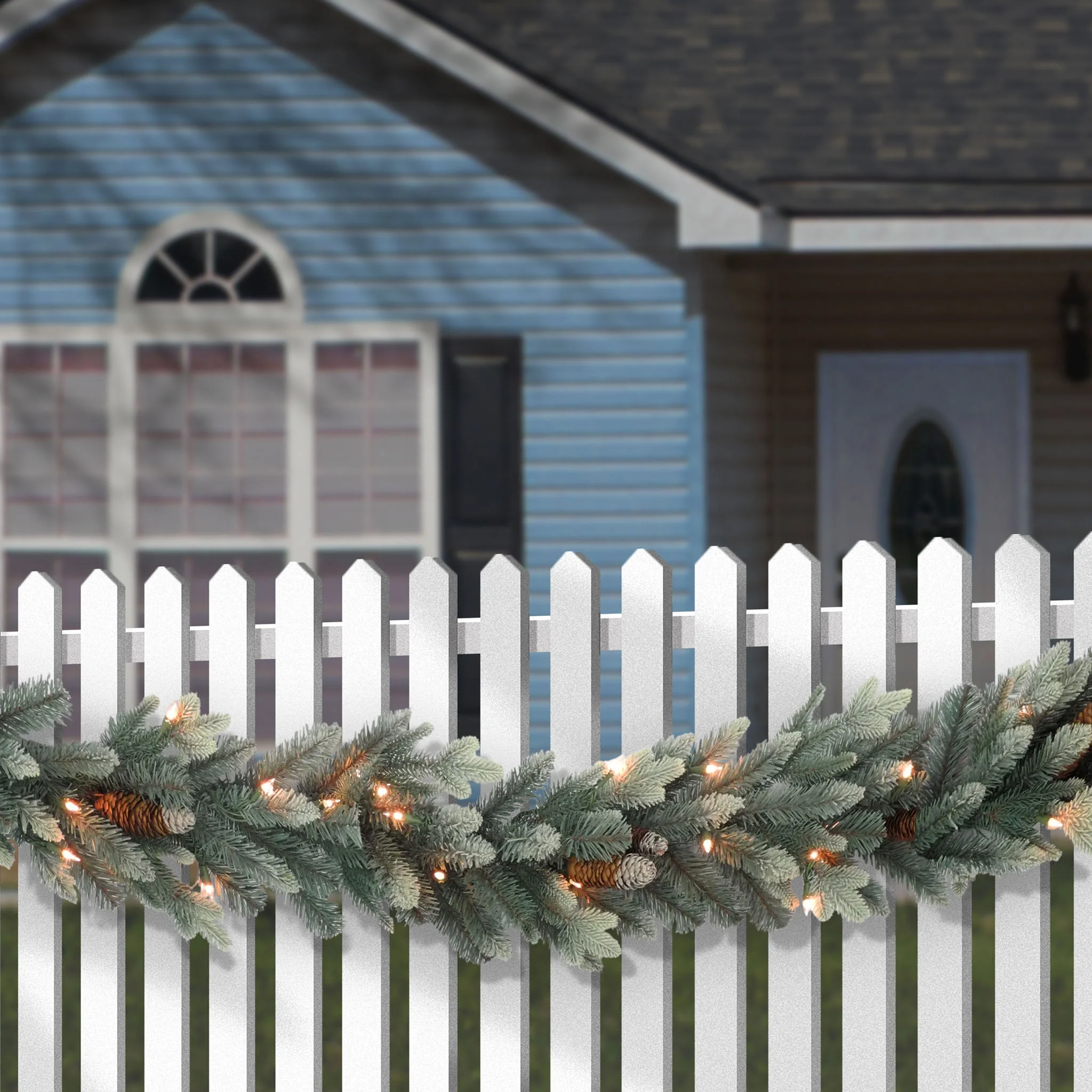 9 ft. Pre-Lit Copenhagen Spruce Garland with Clear Lights, Plug-In - Image 2