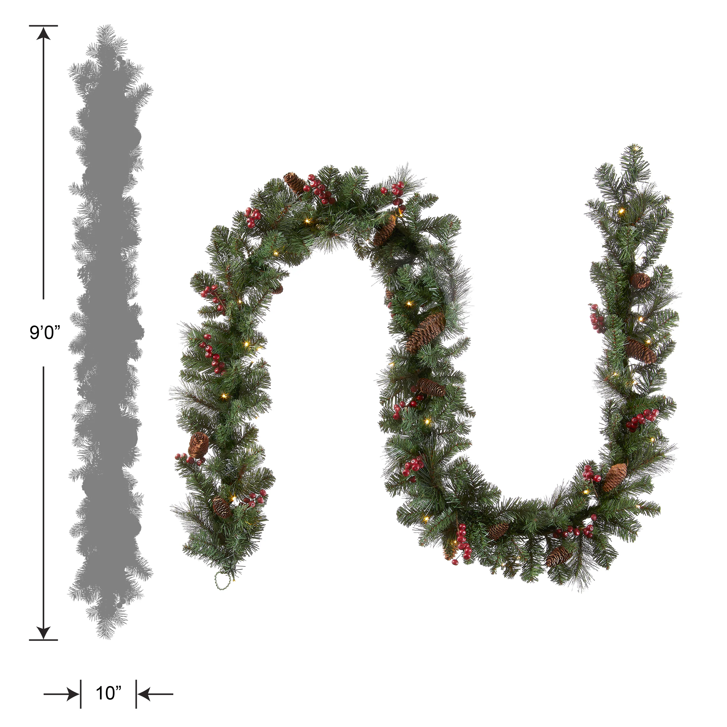 9 ft. Pre-Lit Crestwood Spruce Garland with LED Lights - Image 10