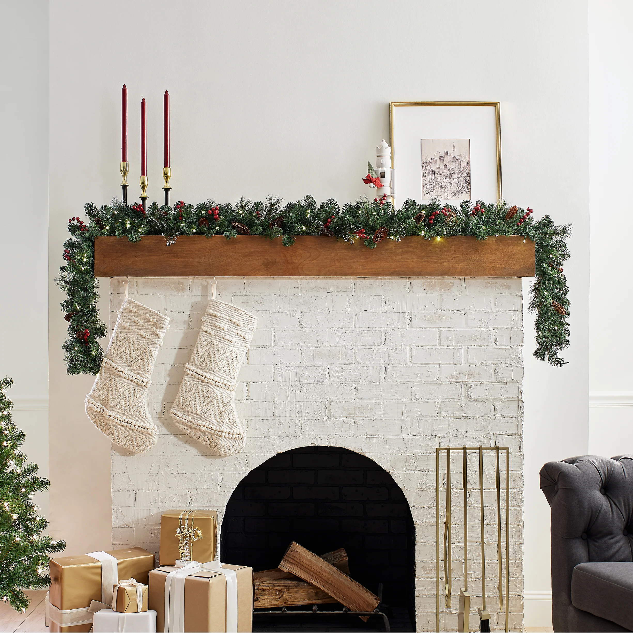 9 ft. Pre-Lit Crestwood Spruce Garland with LED Lights - Image 2