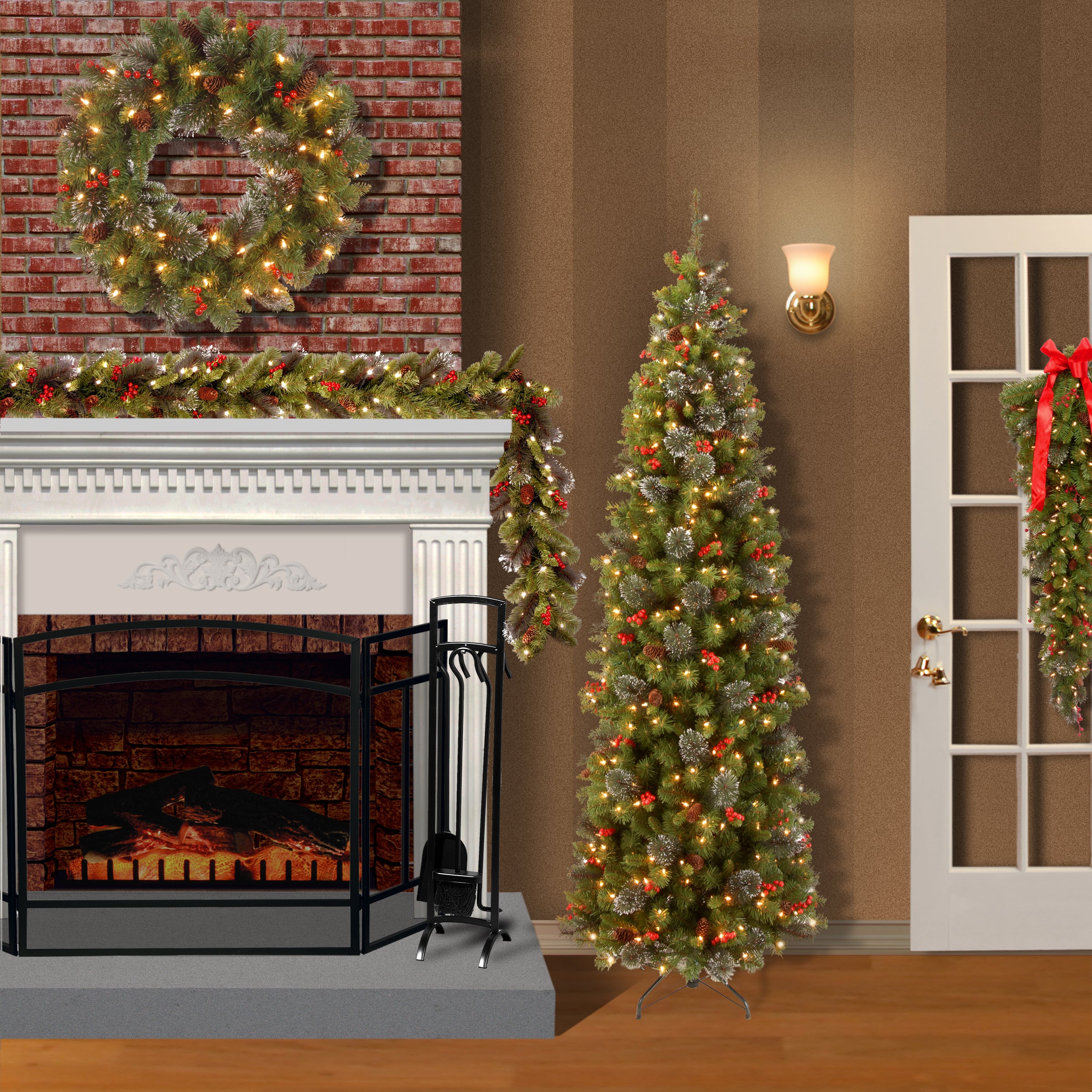 9 ft. Pre-Lit Crestwood Spruce Garland with LED Lights - Image 6