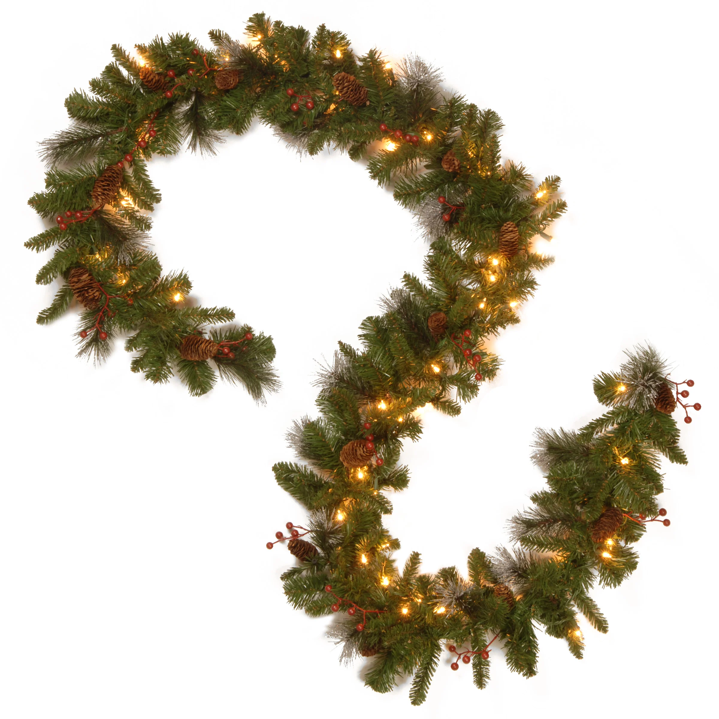 9 ft. Pre-Lit Crestwood Spruce Garland with LED Lights - Image 7