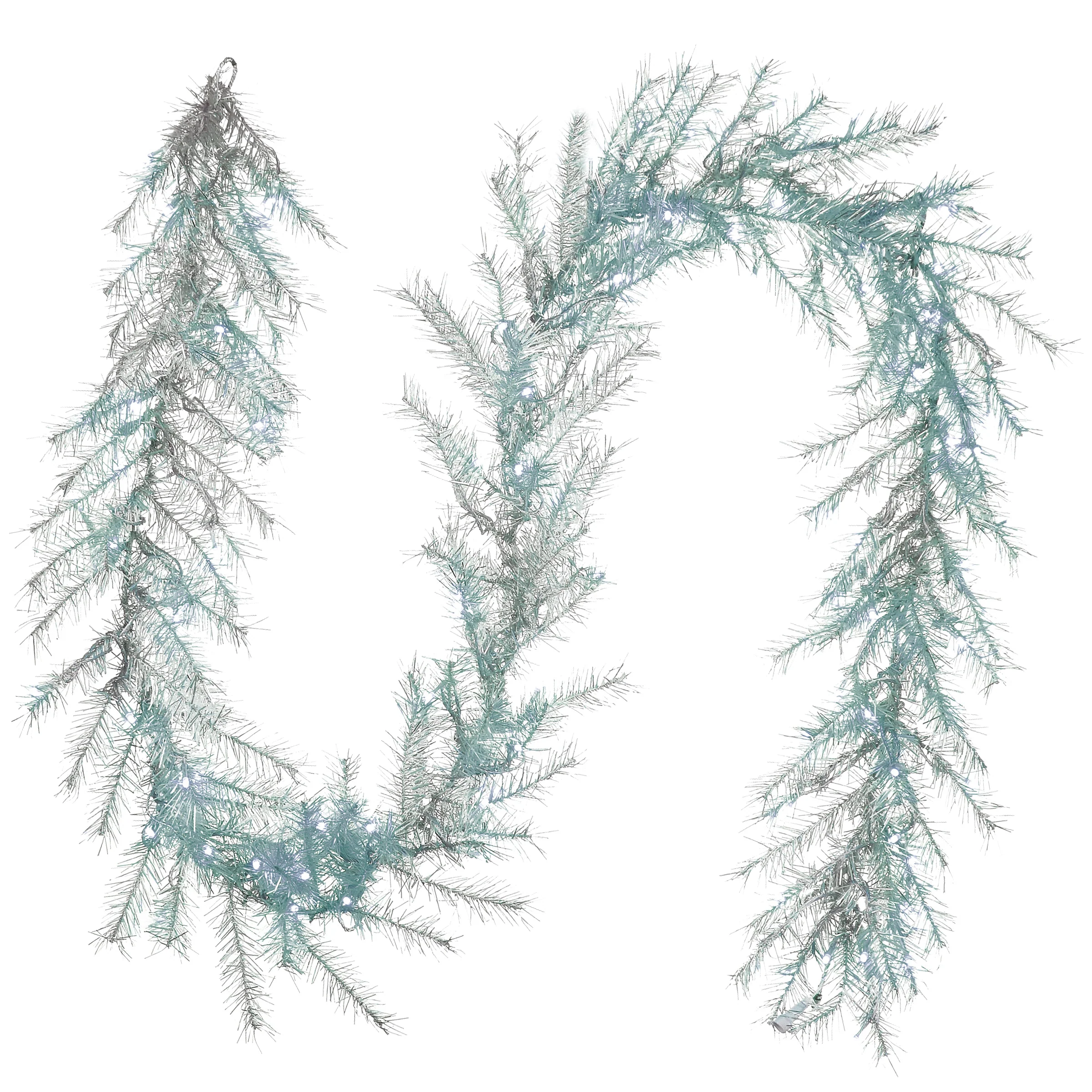 9 ft. Pre-Lit Crystal Silver Metallic Garland with Multifunctional LED Lights, Plug-In