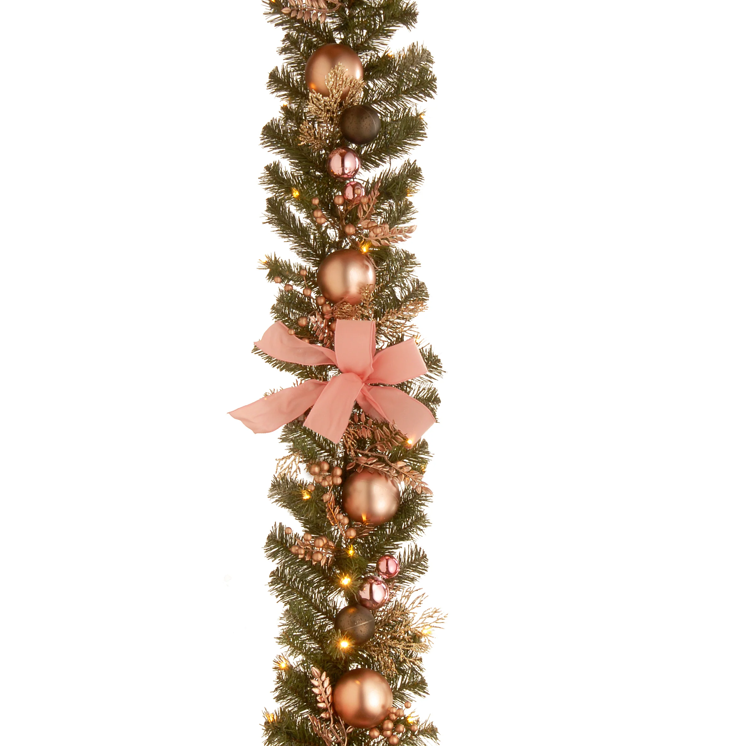 9 ft. Pre-Lit Decorated Pine Garland with LED Lights