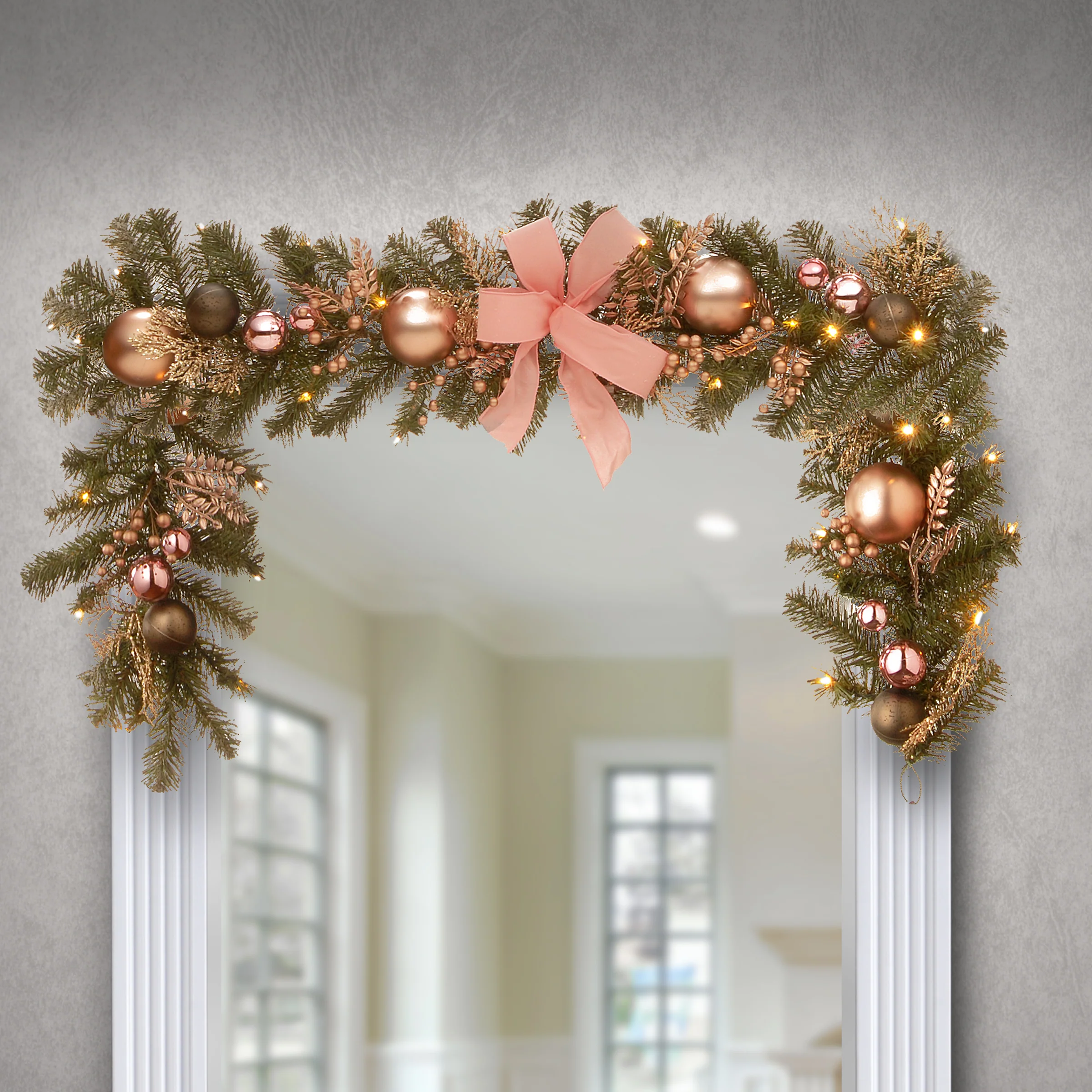 9 ft. Pre-Lit Decorated Pine Garland with LED Lights - Image 2