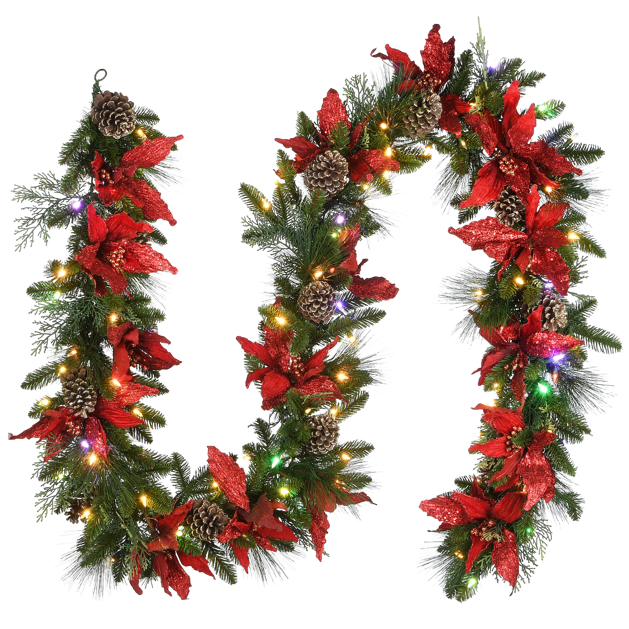 9 ft. Pre-Lit Decorative Collection Garland with Clear Lights, Plug-In - Image 4