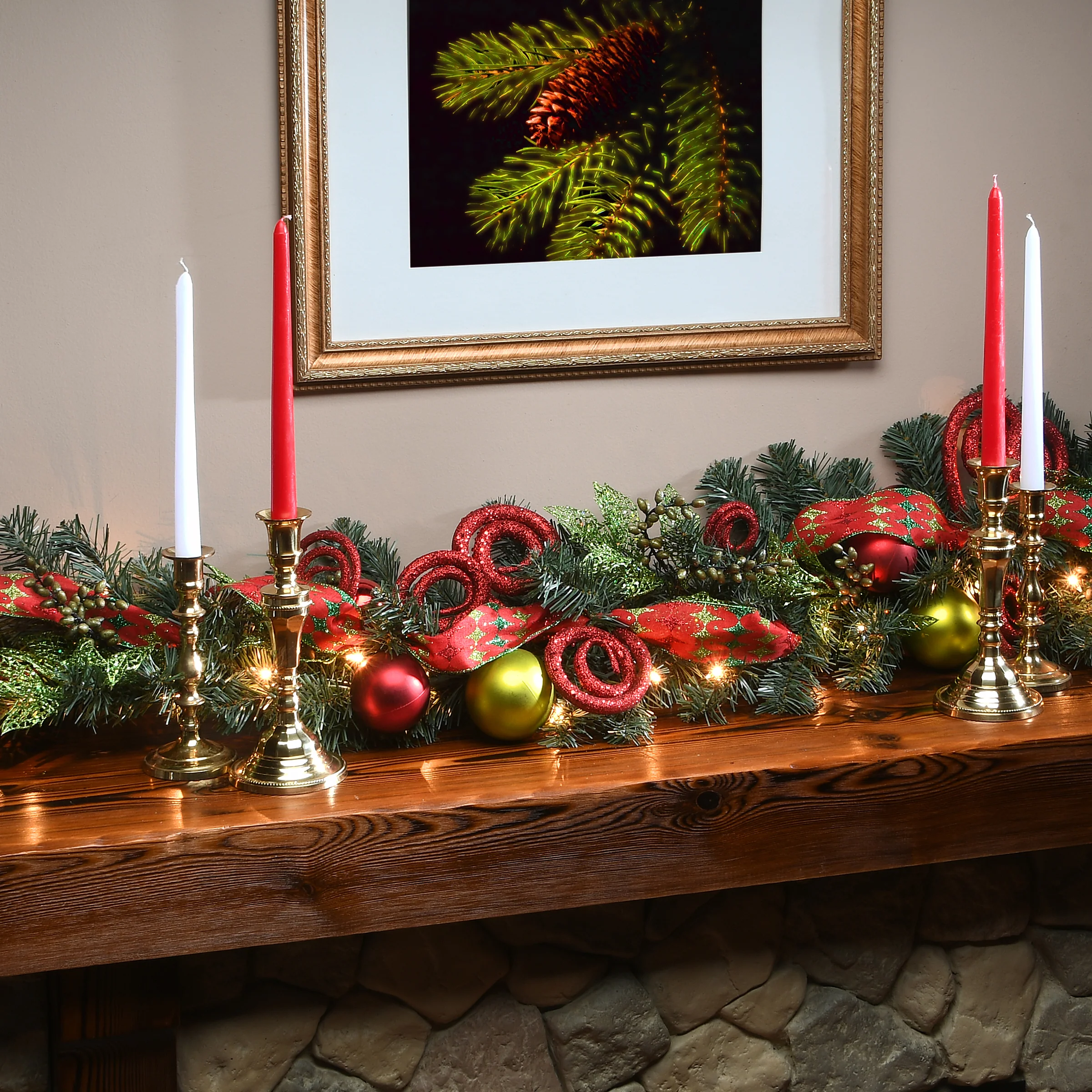 9 ft. Pre-Lit Decorative Collection Ornament Garland with Clear Lights - Image 2