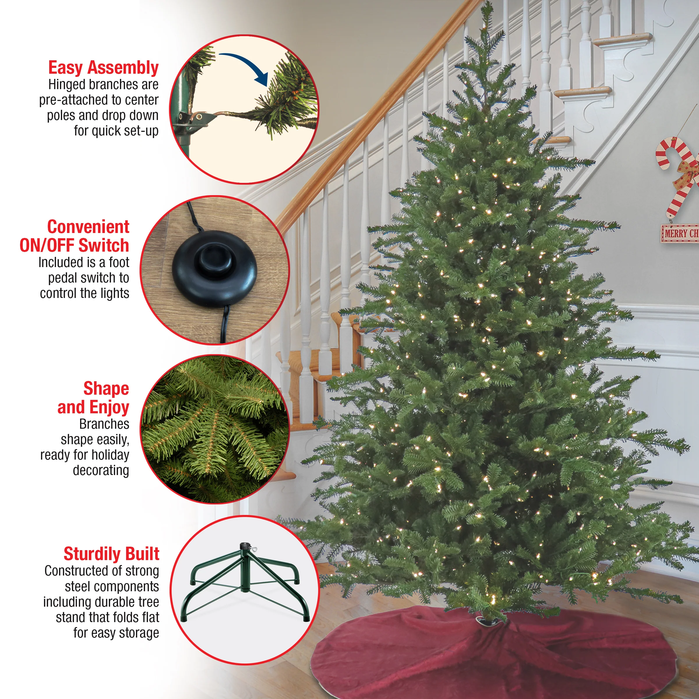 9 ft. Pre-Lit Douglas Fir Tree with Warm White LED Lights - Image 6