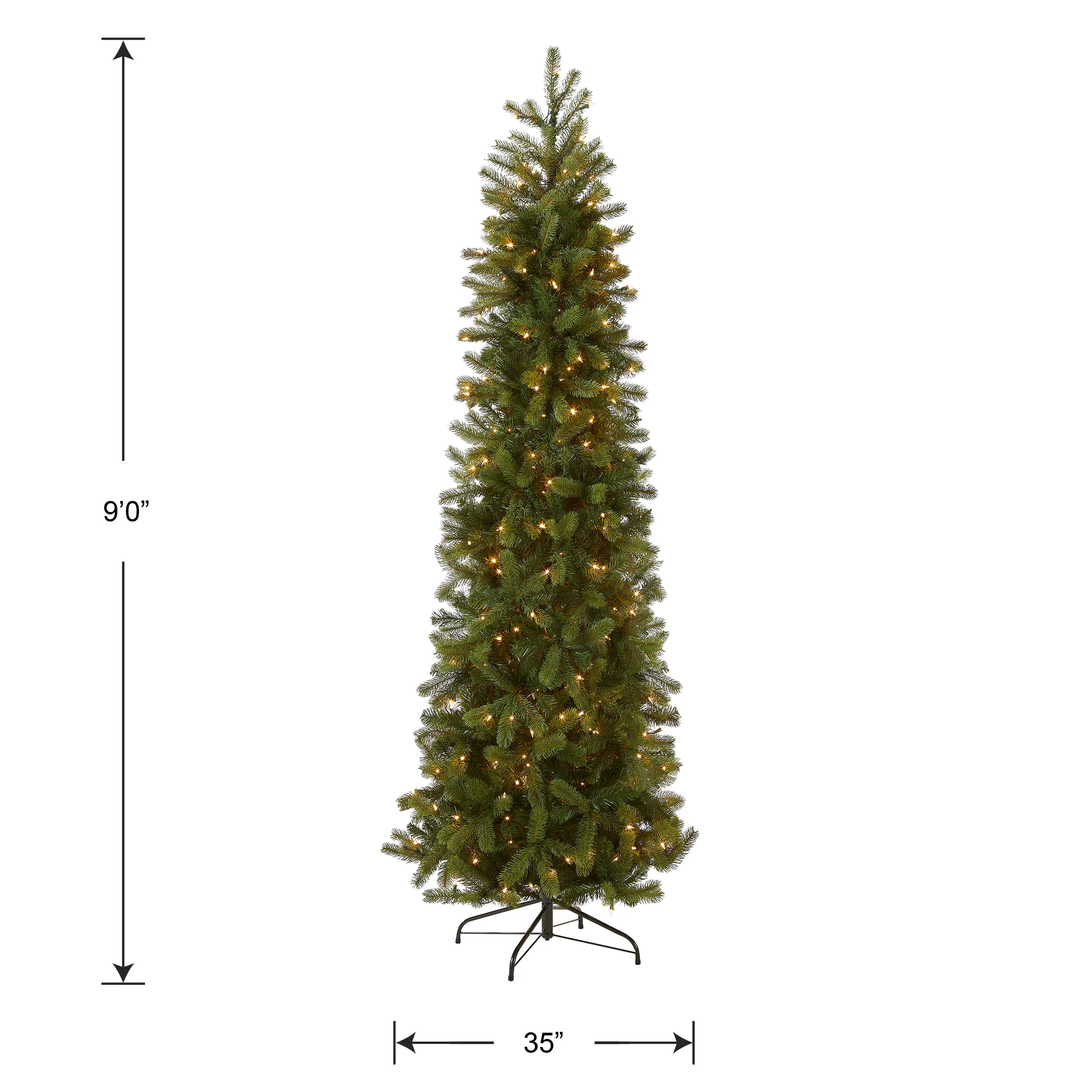 9 ft. Pre-Lit Downswept Douglas Fir Pencil Slim Tree with Clear Lights, Plug-In - Image 12