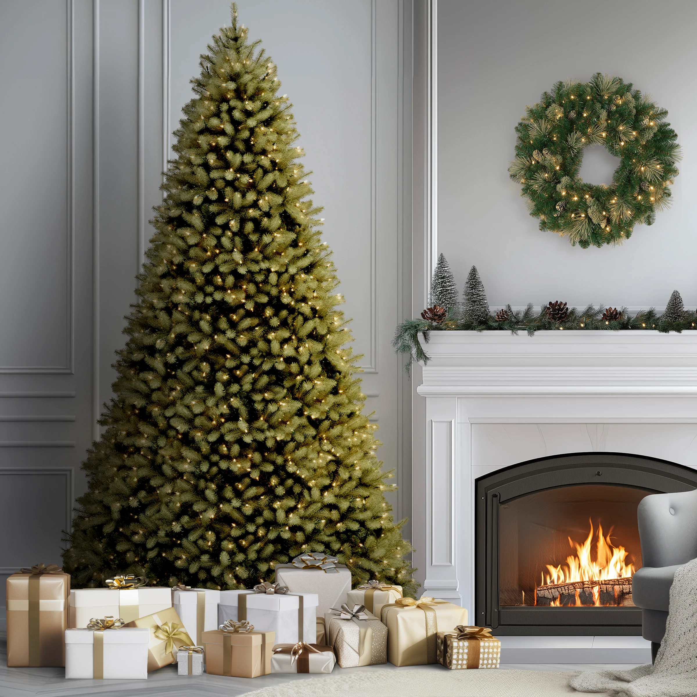 9 ft. Pre-Lit Downswept Douglas Fir Tree with Dual Color LED Lights, Plug-In - Image 2