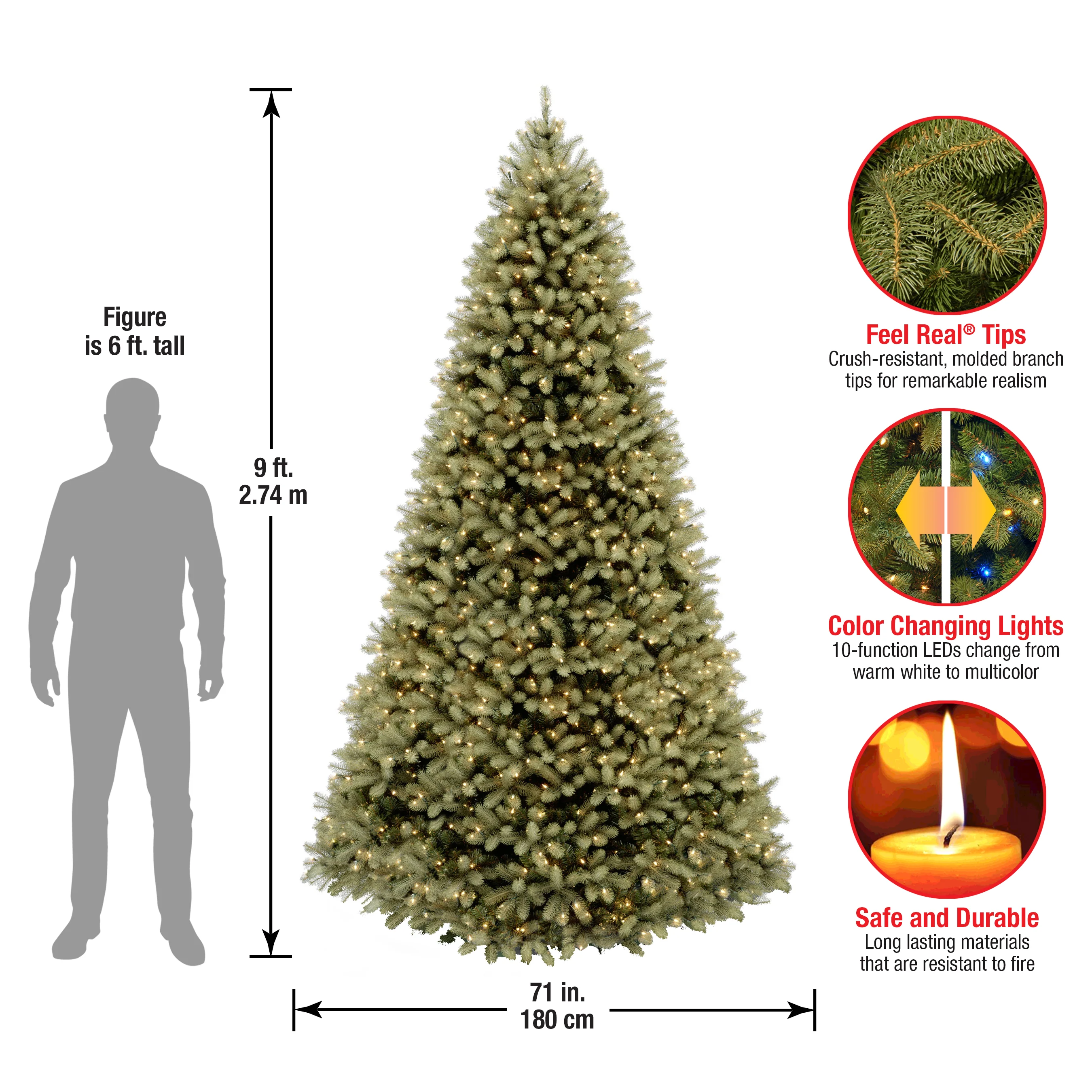 9 ft. Pre-Lit Downswept Douglas Fir Tree with Dual Color LED Lights, Plug-In - Image 7